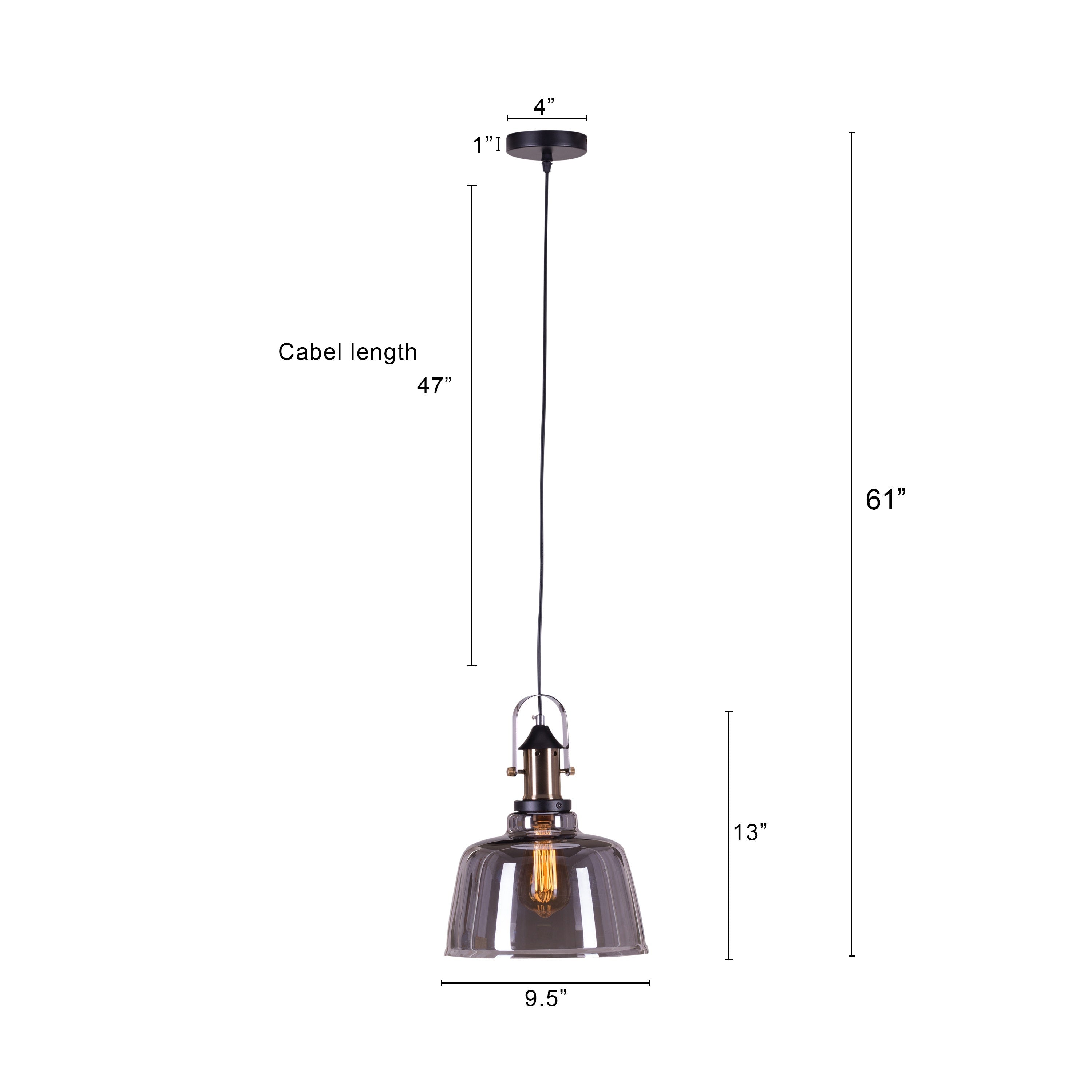 Glassy Eyed (Smokey Grey) Glass Pendant Light