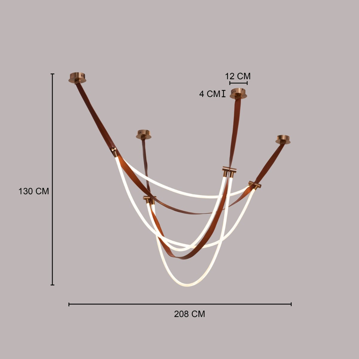 Racetrack Racehorse (Large, Brown, 3 Color Built-In LED) Leather Chandelier