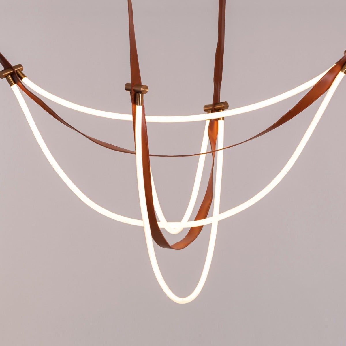 Racetrack Racehorse (Large, Brown, 3 Color Built-In LED) Leather Chandelier