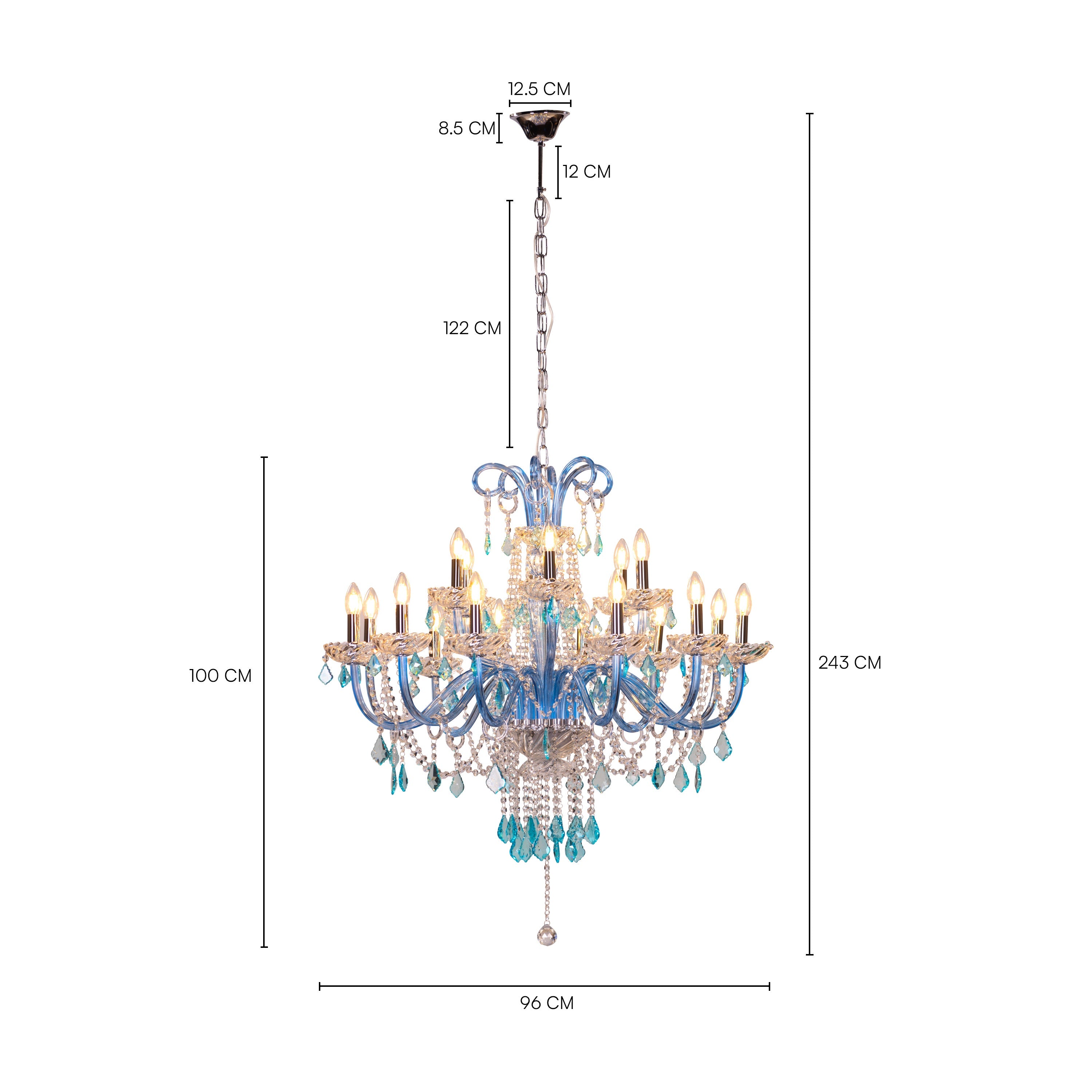 Georgian Glamour Grand (Large, Aqua Blue) Crystal Chandelier