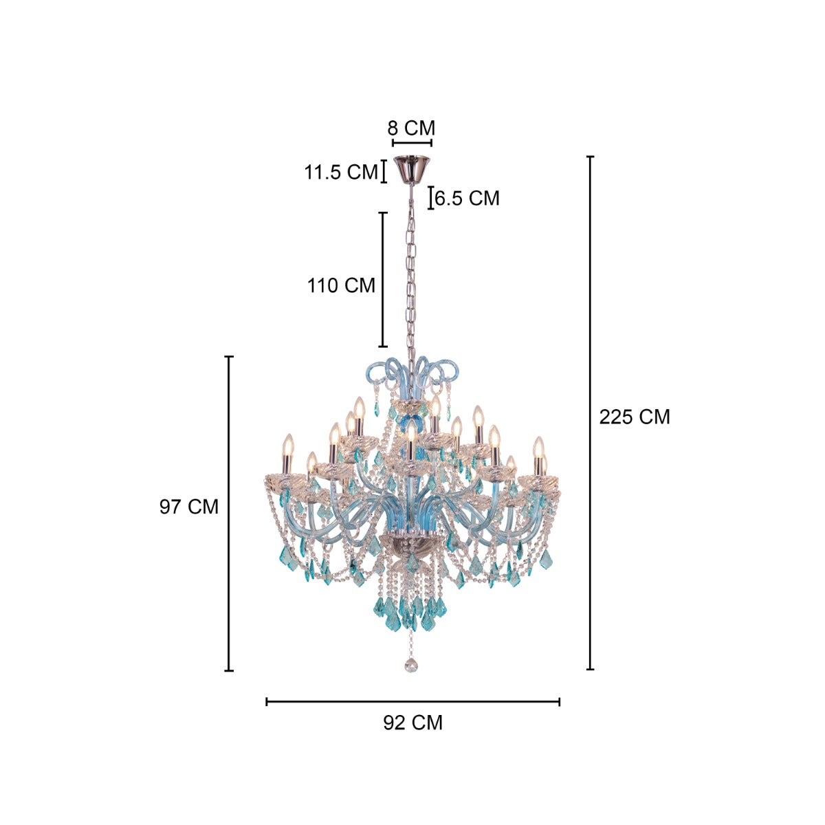 Georgian Glamour Grand (Large, Aqua Blue) Crystal Chandelier