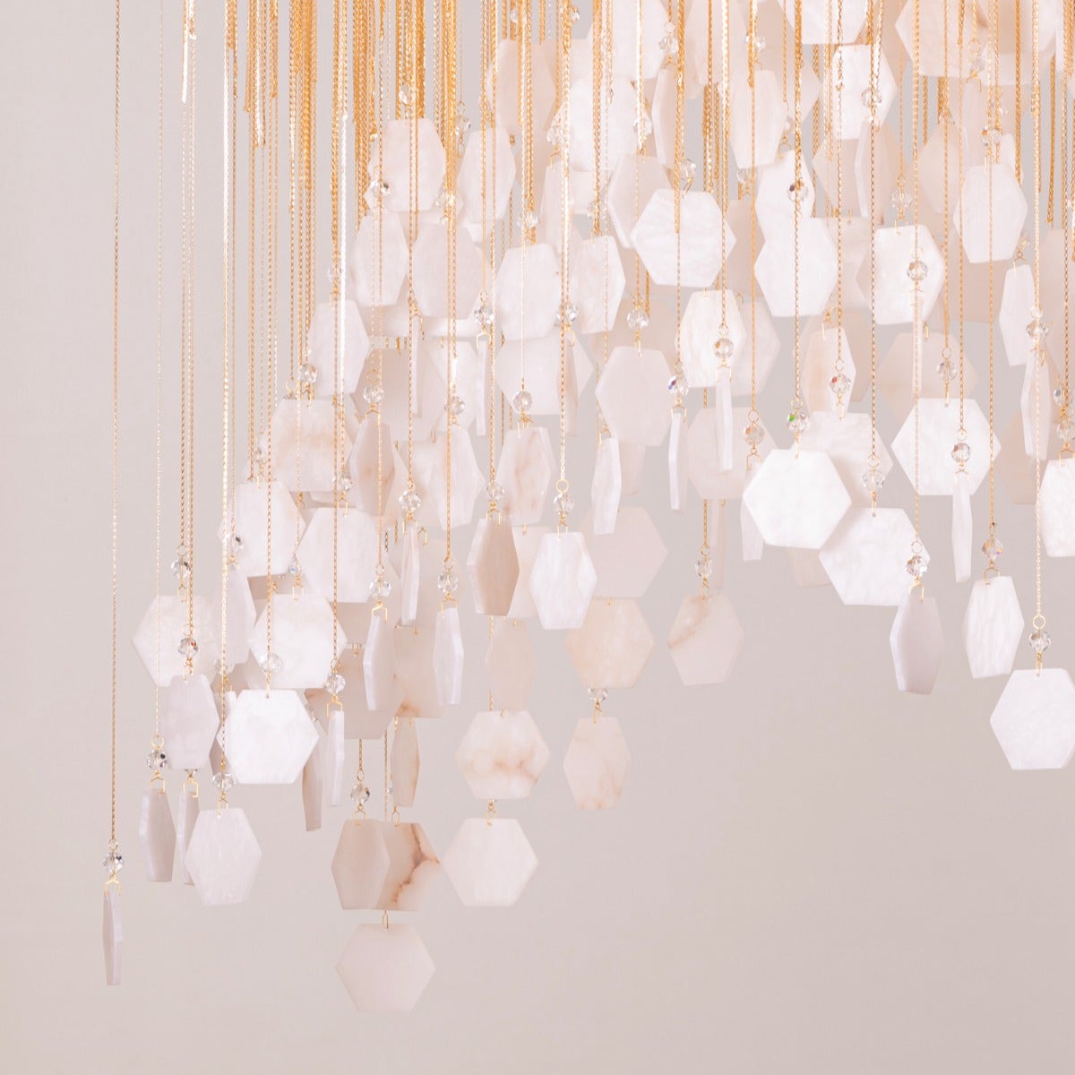 Caesar's Palace (Large, White, 3 Color Dimmable LED Spotlight with Remote Control) Marble Chandelier