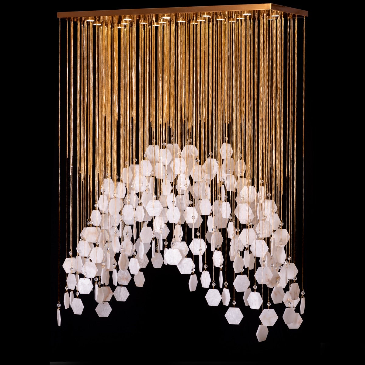 Caesar's Palace (Large, White, 3 Color Dimmable LED Spotlight with Remote Control) Marble Chandelier