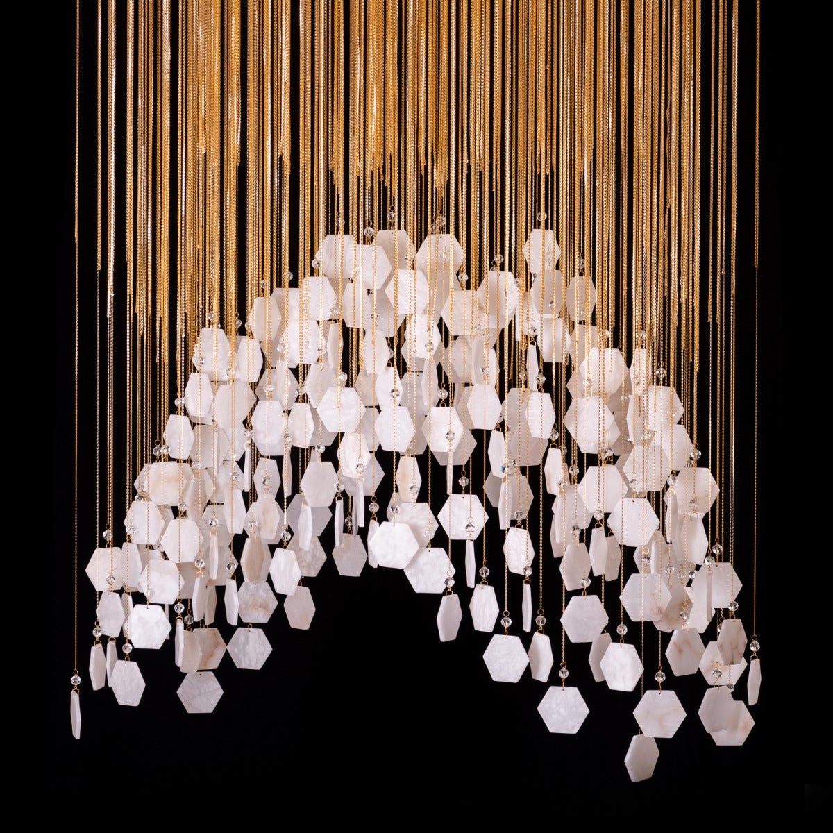 Caesar's Palace (Large, White, 3 Color Dimmable LED Spotlight with Remote Control) Marble Chandelier