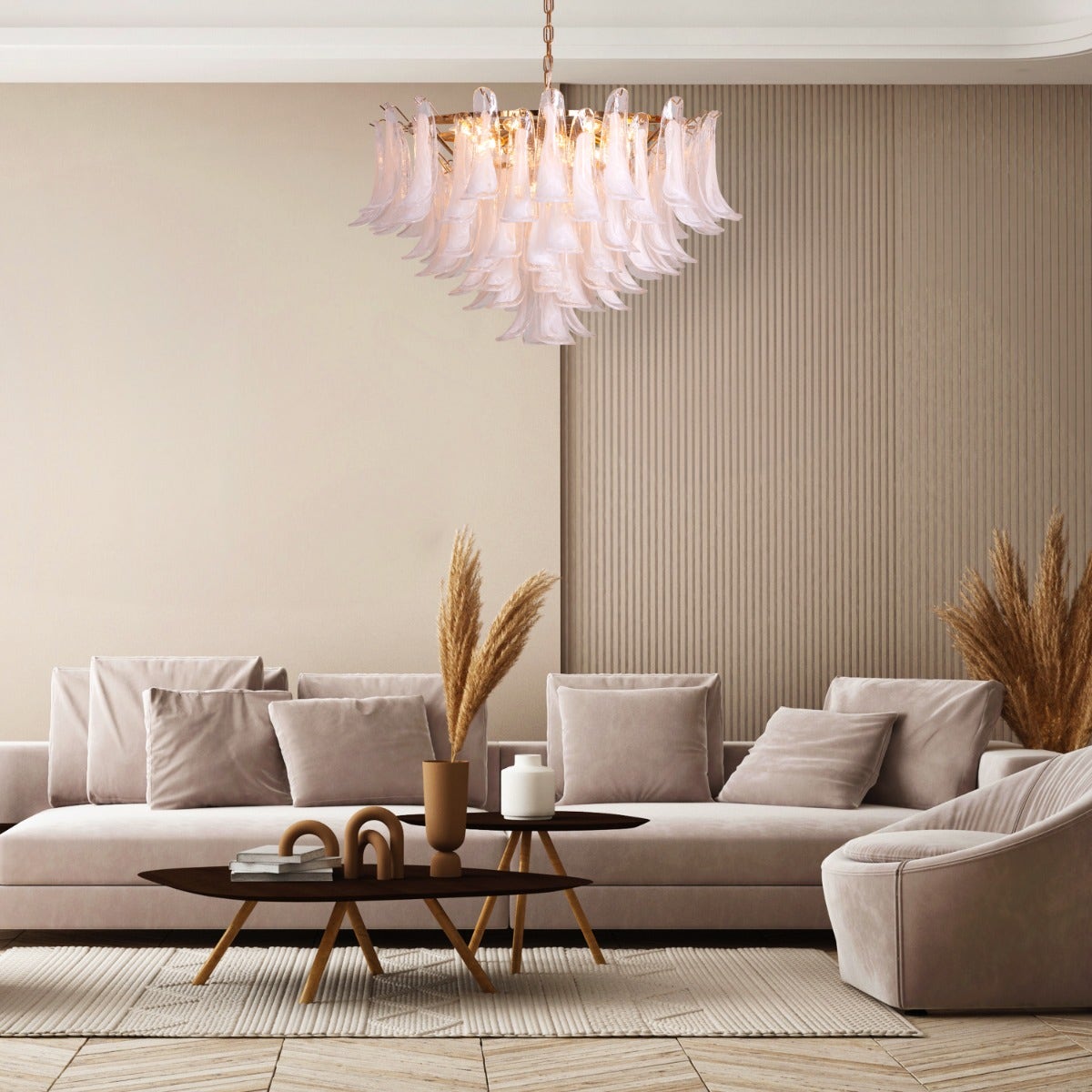 Somewhere In Barcelona (Large, White) Tinted Glass Chandelier