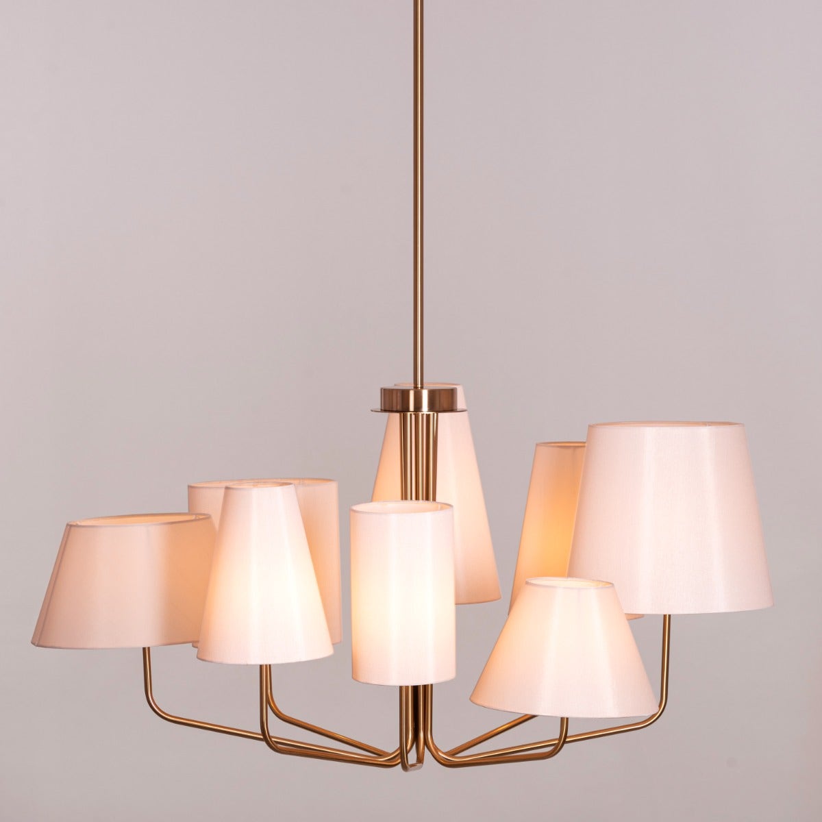 News Is Everywhere (Large, Gold, Beige) Fabric Chandelier