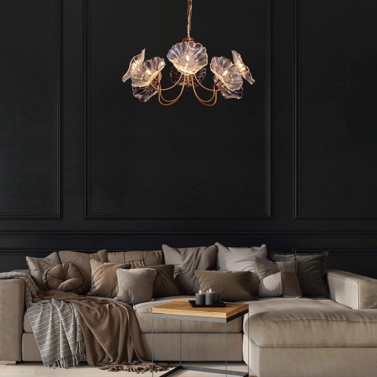 Late For Reality (Large, Gold) Glass Chandelier