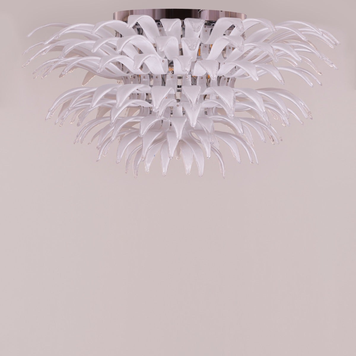 One More Try (Large, Gold, White) Tinted Glass Chandelier