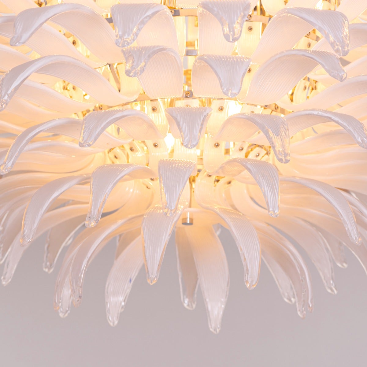 One More Try (Large, Gold, White) Tinted Glass Chandelier