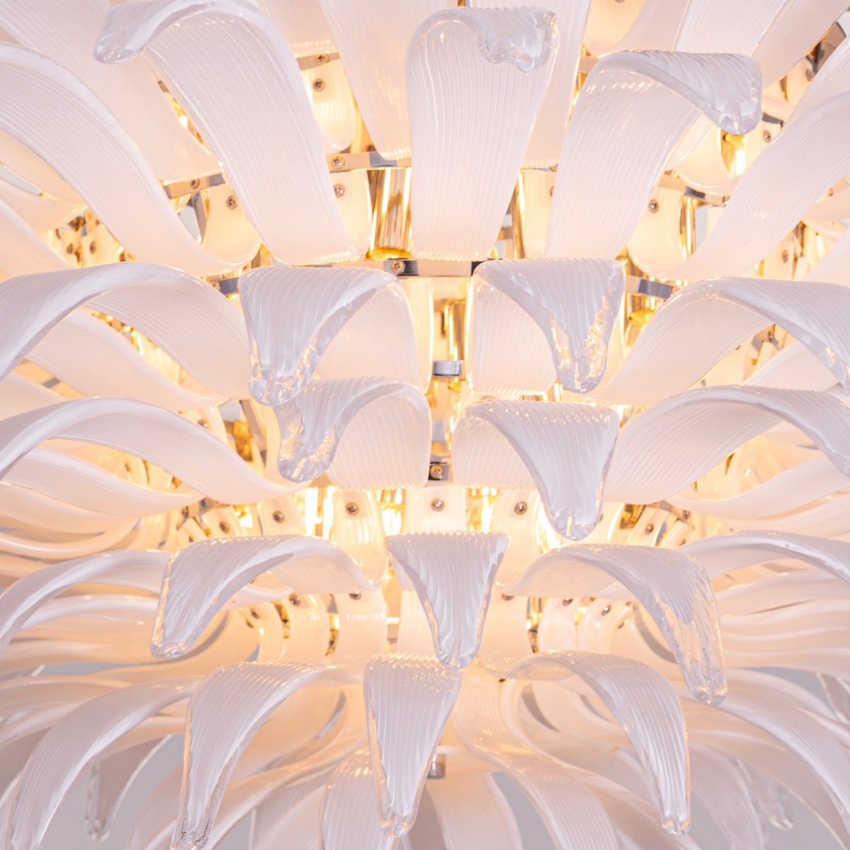 One More Try (Large, Gold, White) Tinted Glass Chandelier