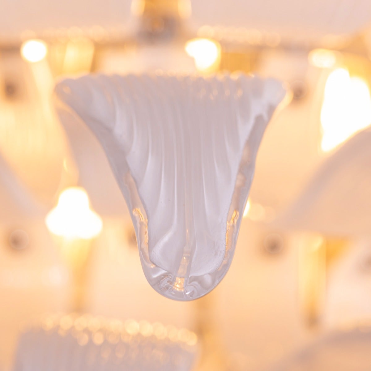 One More Try (Large, Gold, White) Tinted Glass Chandelier