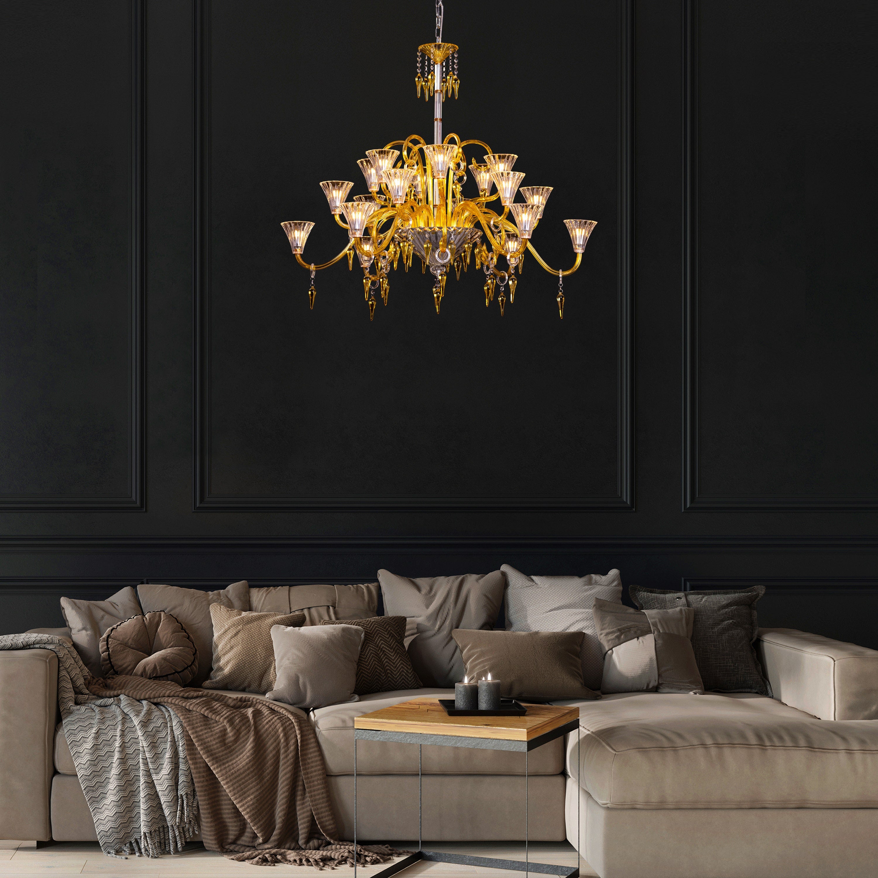 Wealthy Not Rich (Large, Gold) Crystal Chandelier