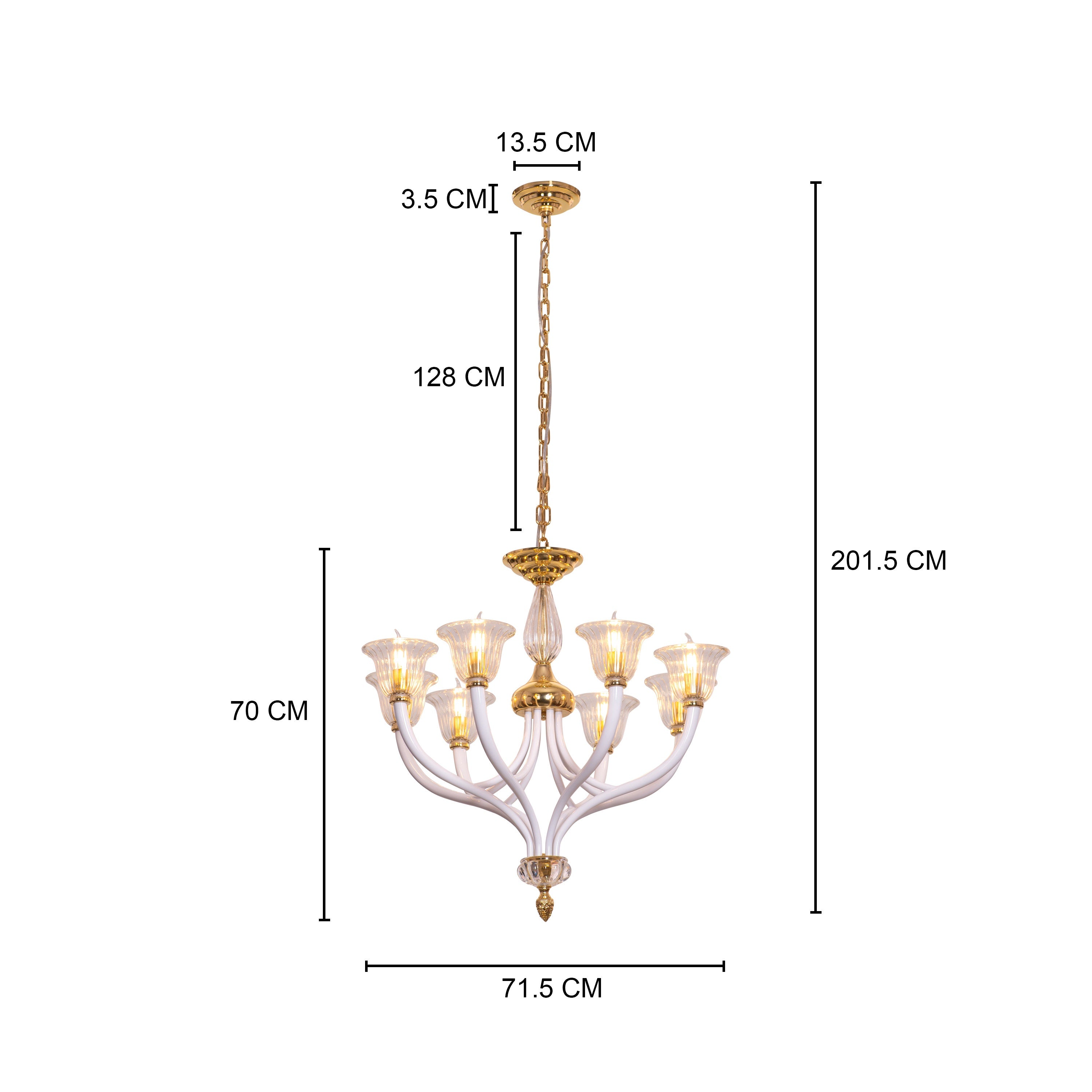 I Shall Return (Gold) Textured Glass Chandelier