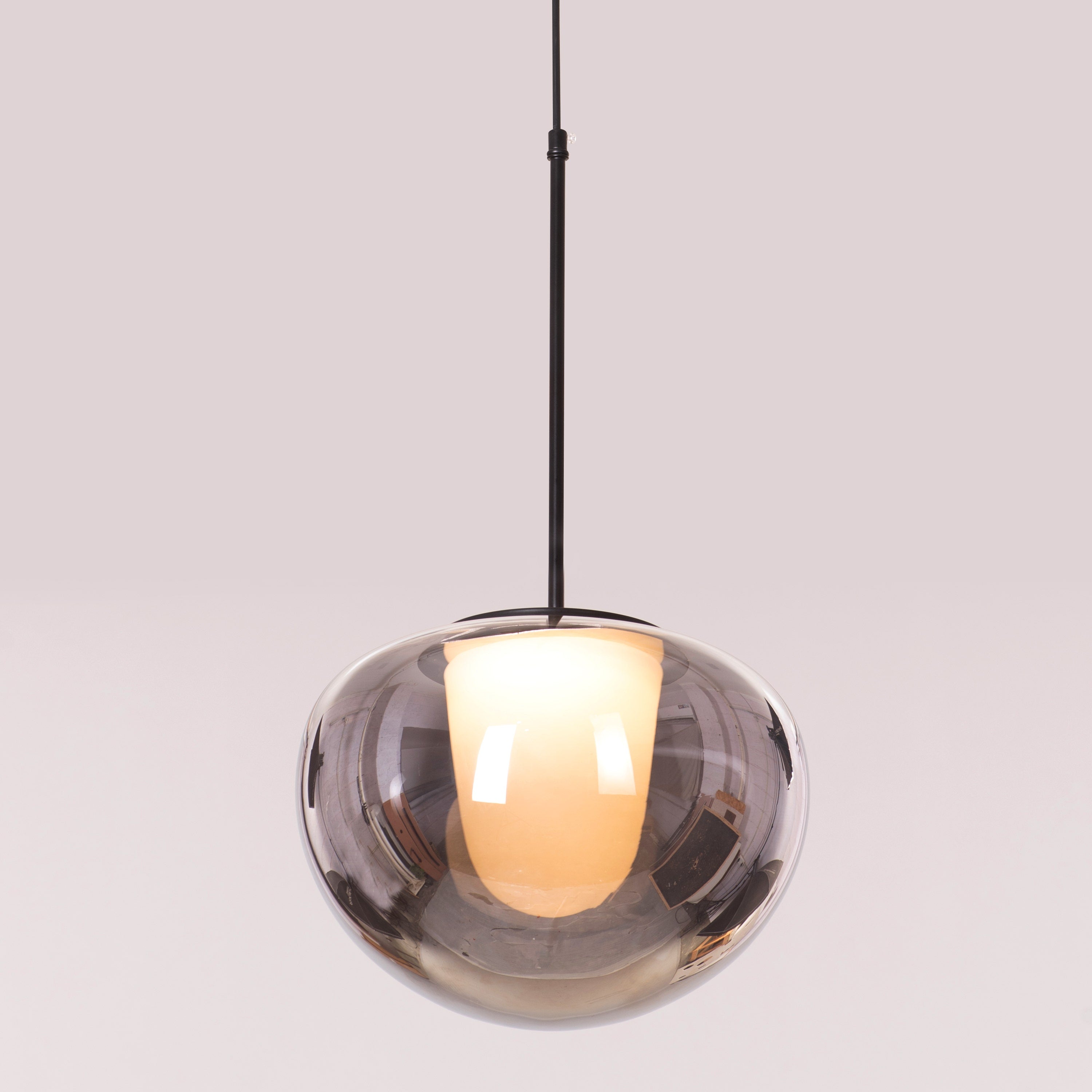 Smoke Screen (Black, Smokey Grey, 3 Color LED) Clear Glass Pendant Light