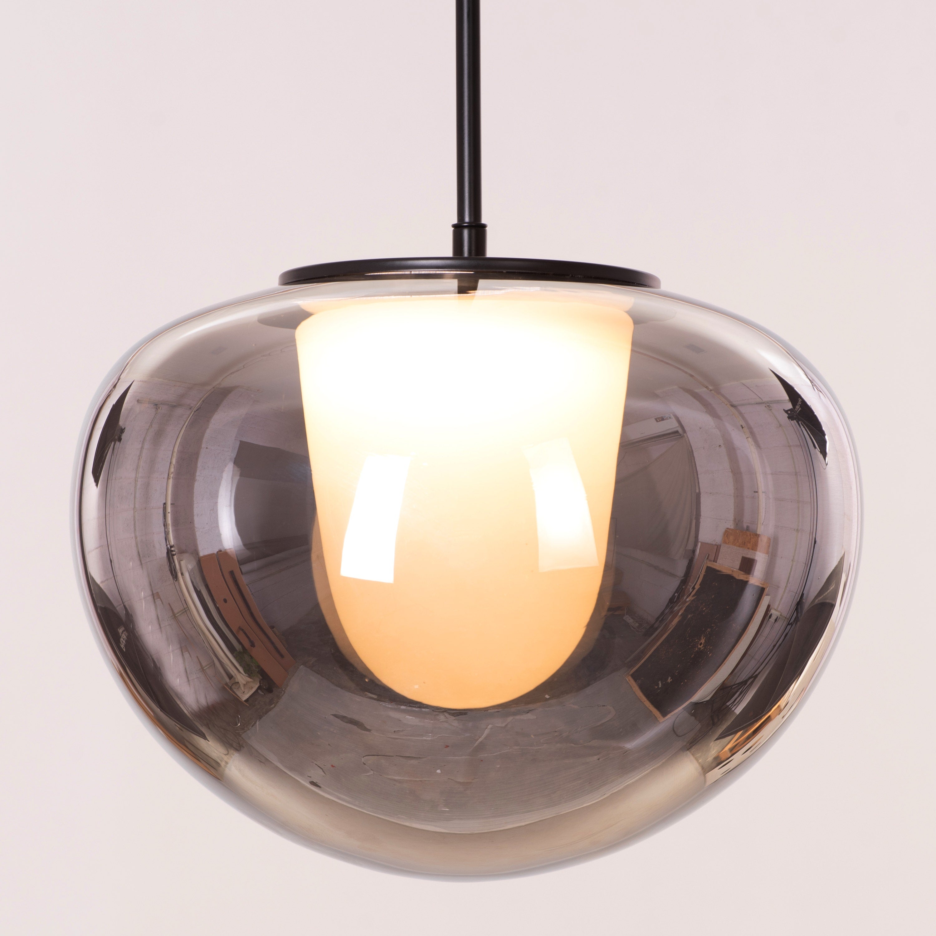 Smoke Screen (Black, Smokey Grey, 3 Color LED) Clear Glass Pendant Light