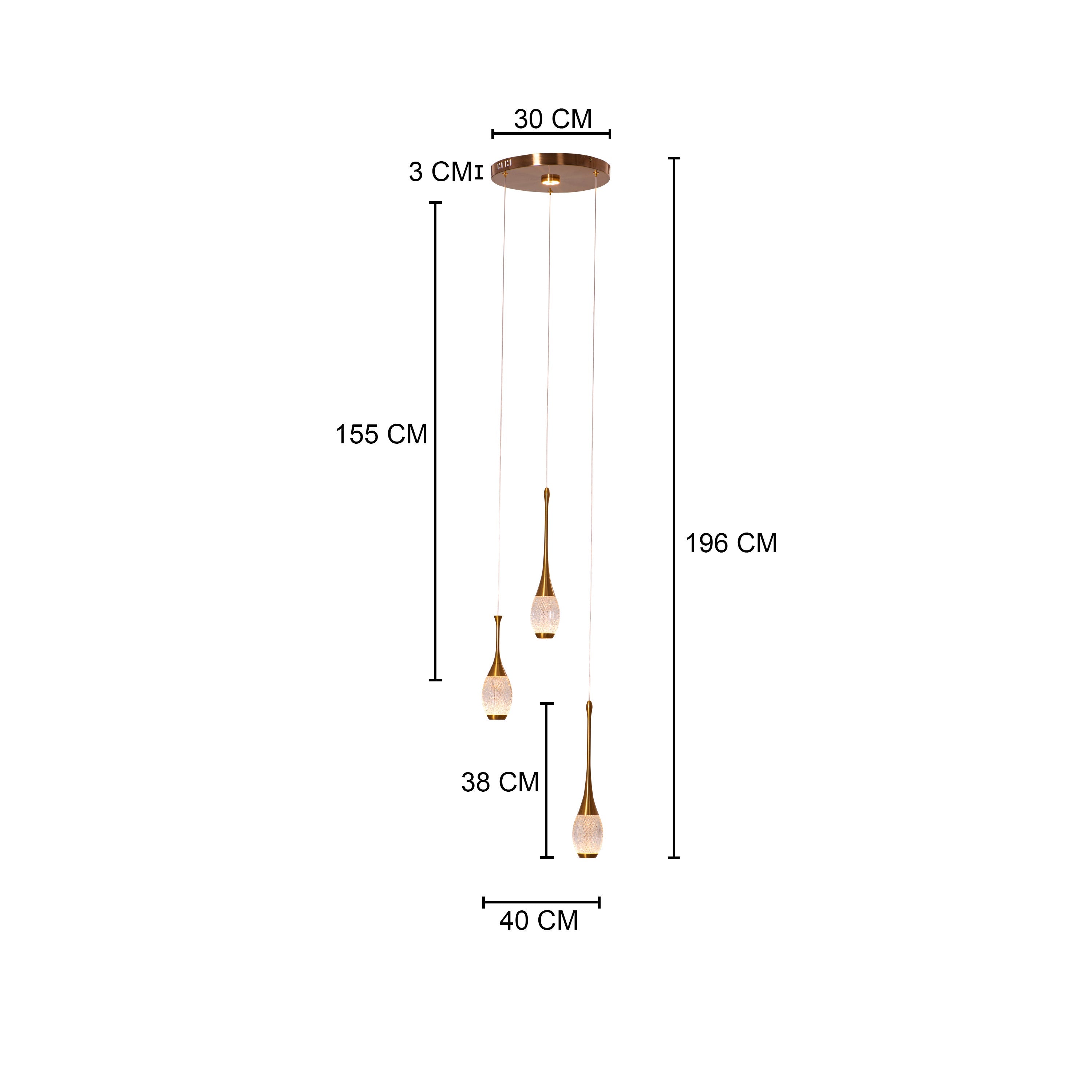 Perfect Landing (Medium, Gold, White, Dimmable LED with Remote Control) Textured Glass Pendant Light