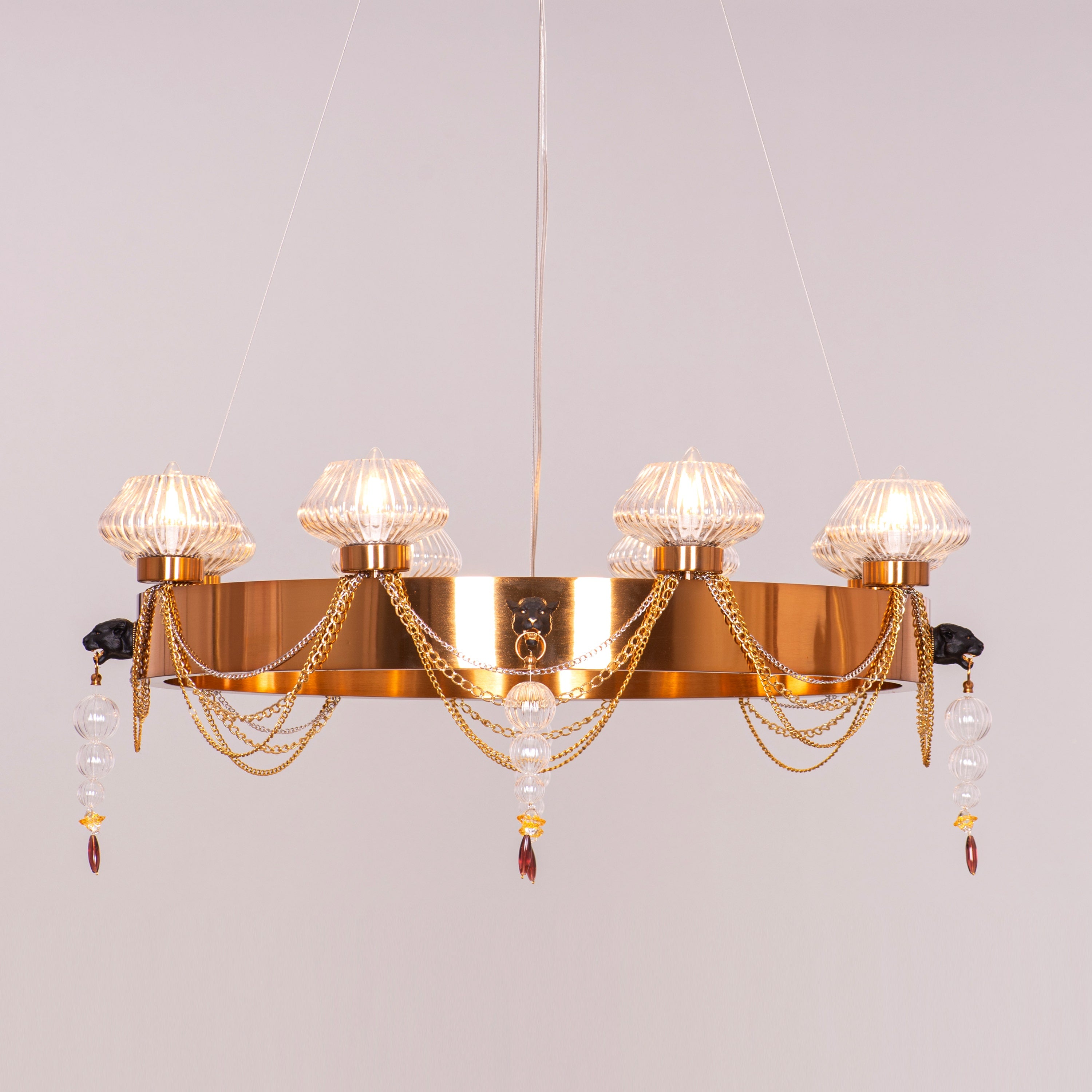 Heart Is Beating (Large, Gold) Clear Glass Chandelier