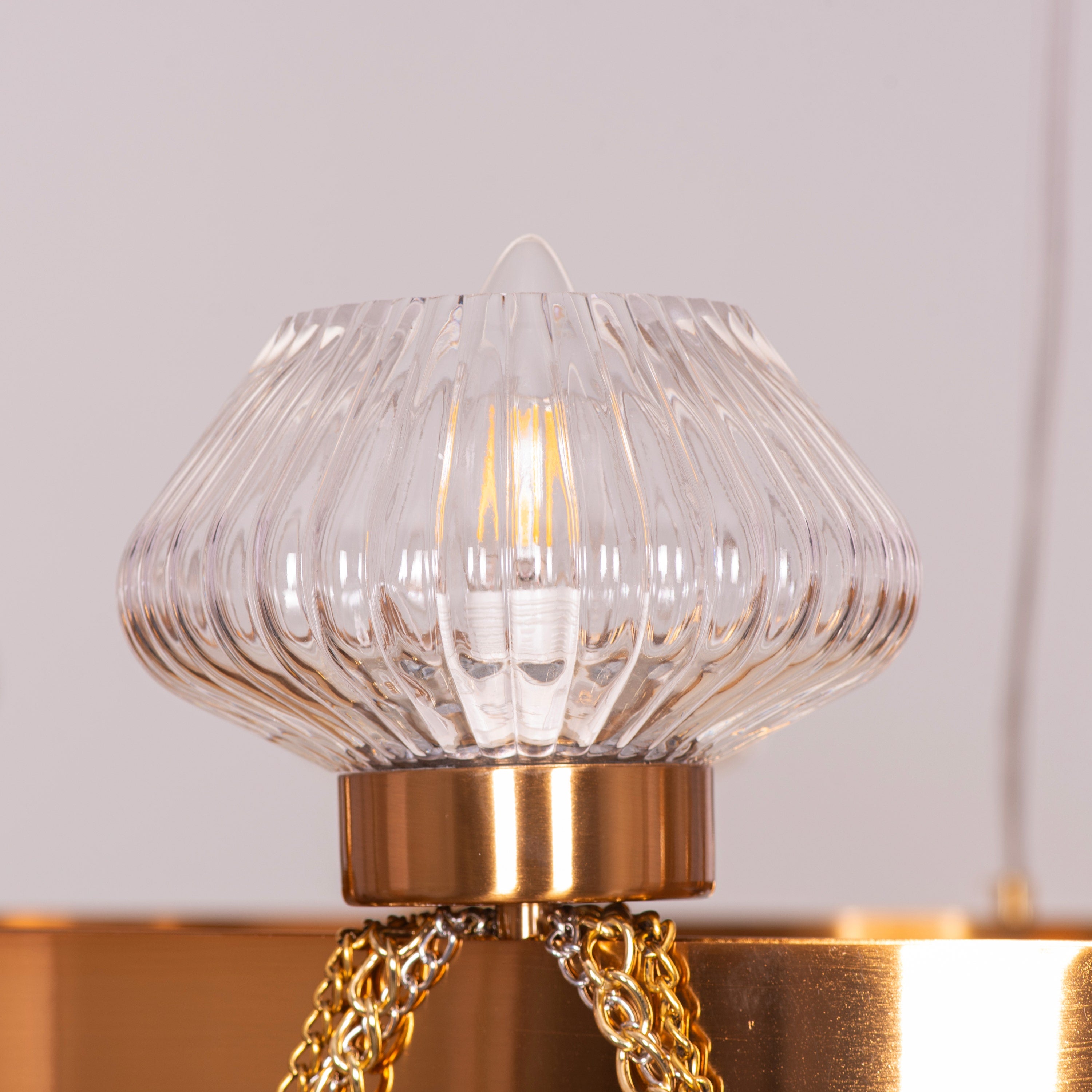 Heart Is Beating (Large, Gold) Clear Glass Chandelier