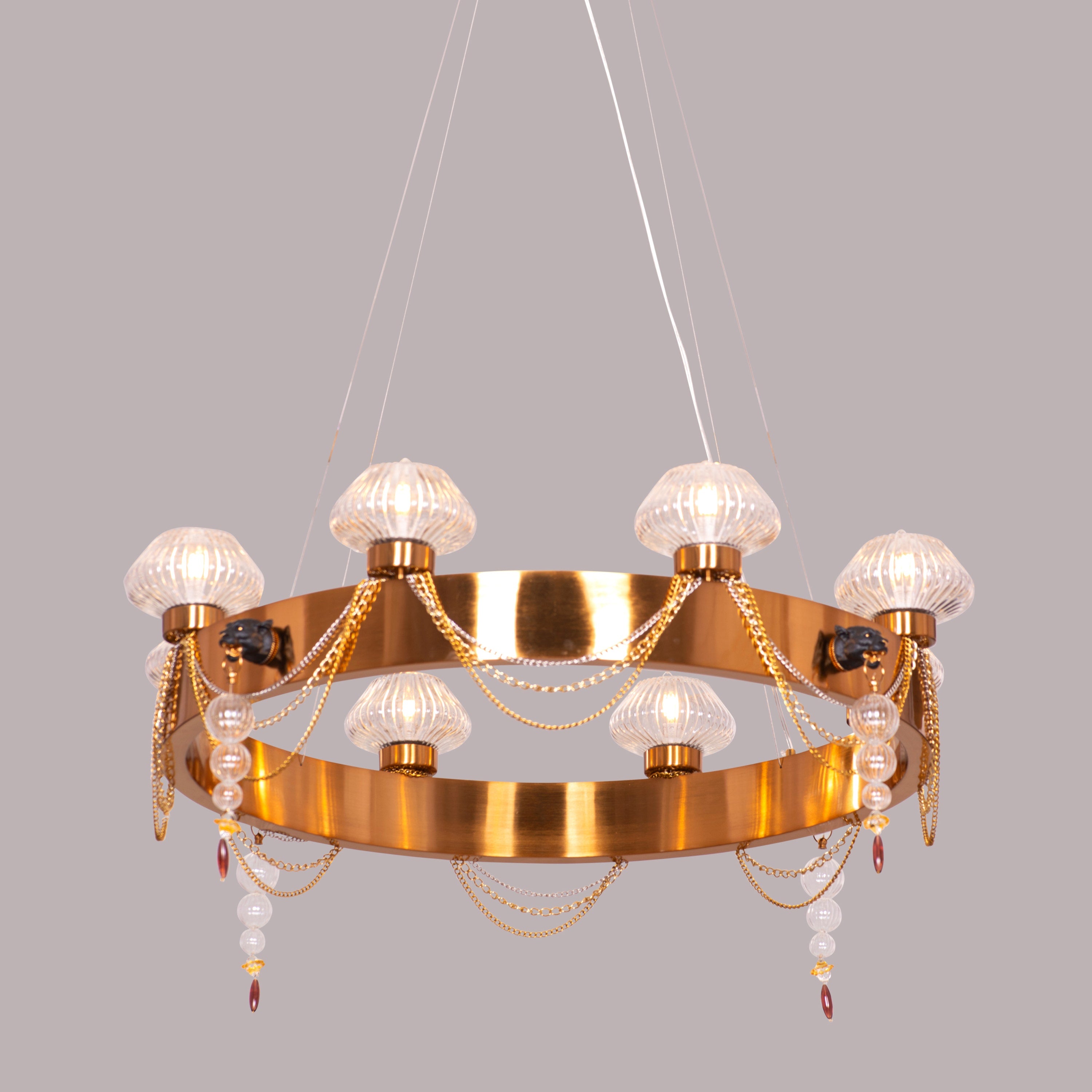 Heart Is Beating (Large, Gold) Clear Glass Chandelier
