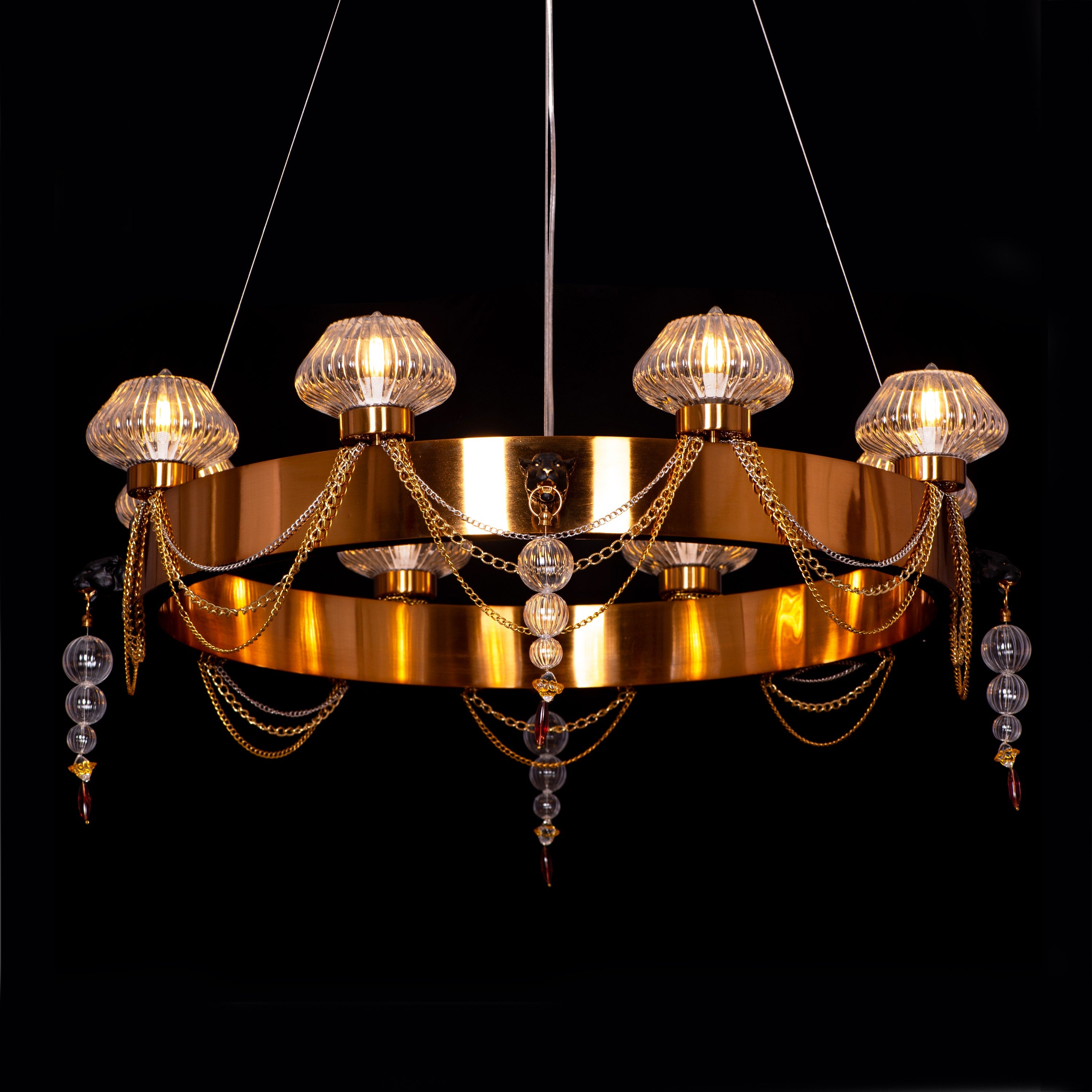 Heart Is Beating (Large, Gold) Clear Glass Chandelier