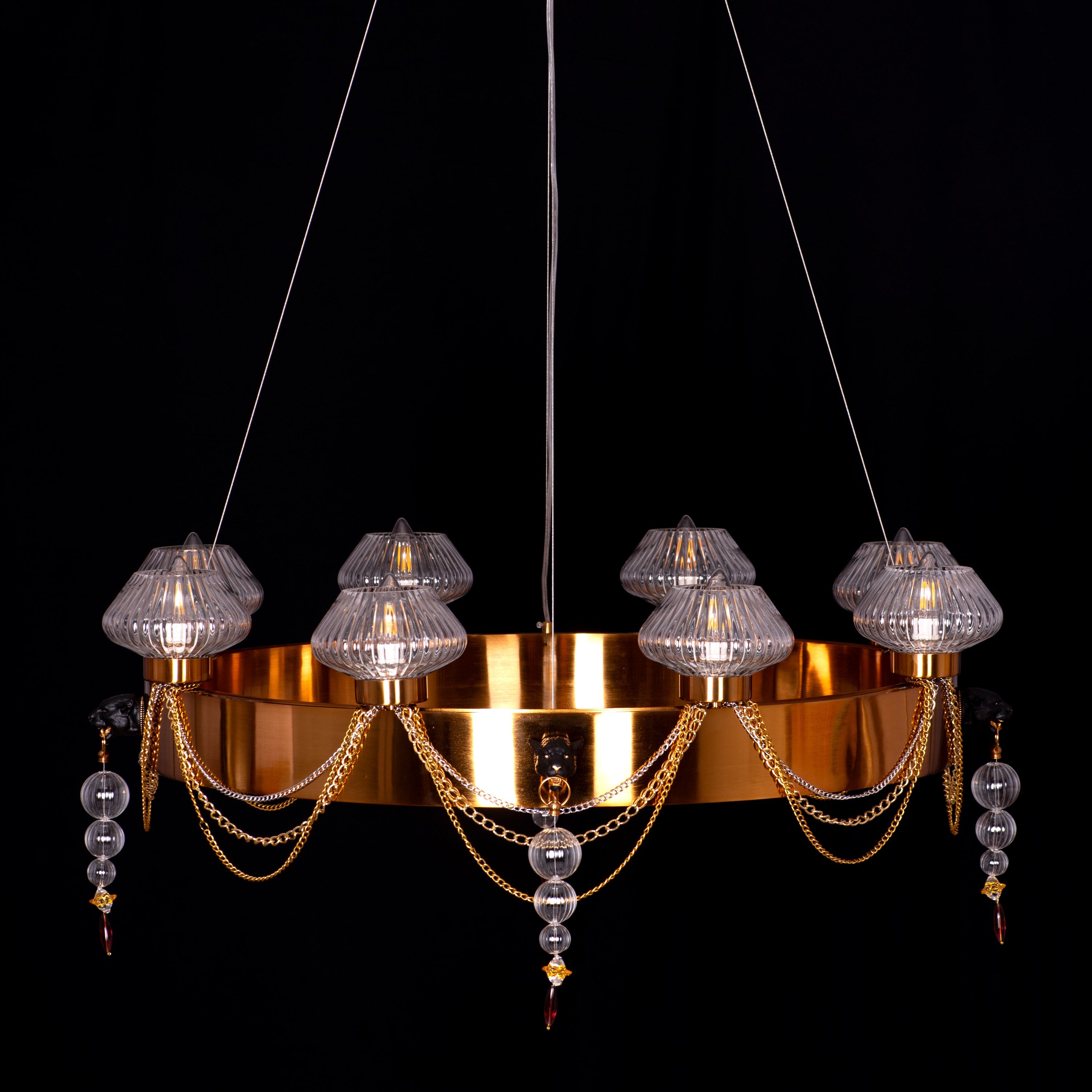 Heart Is Beating (Large, Gold) Clear Glass Chandelier