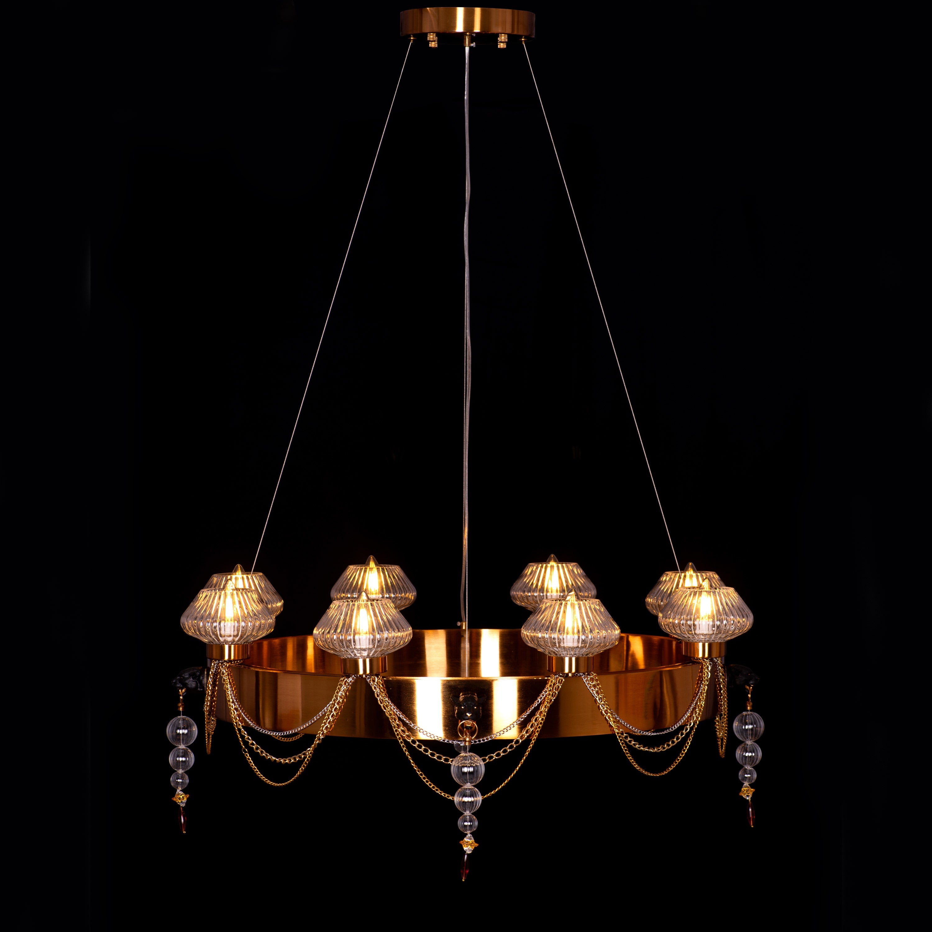 Heart Is Beating (Large, Gold) Clear Glass Chandelier