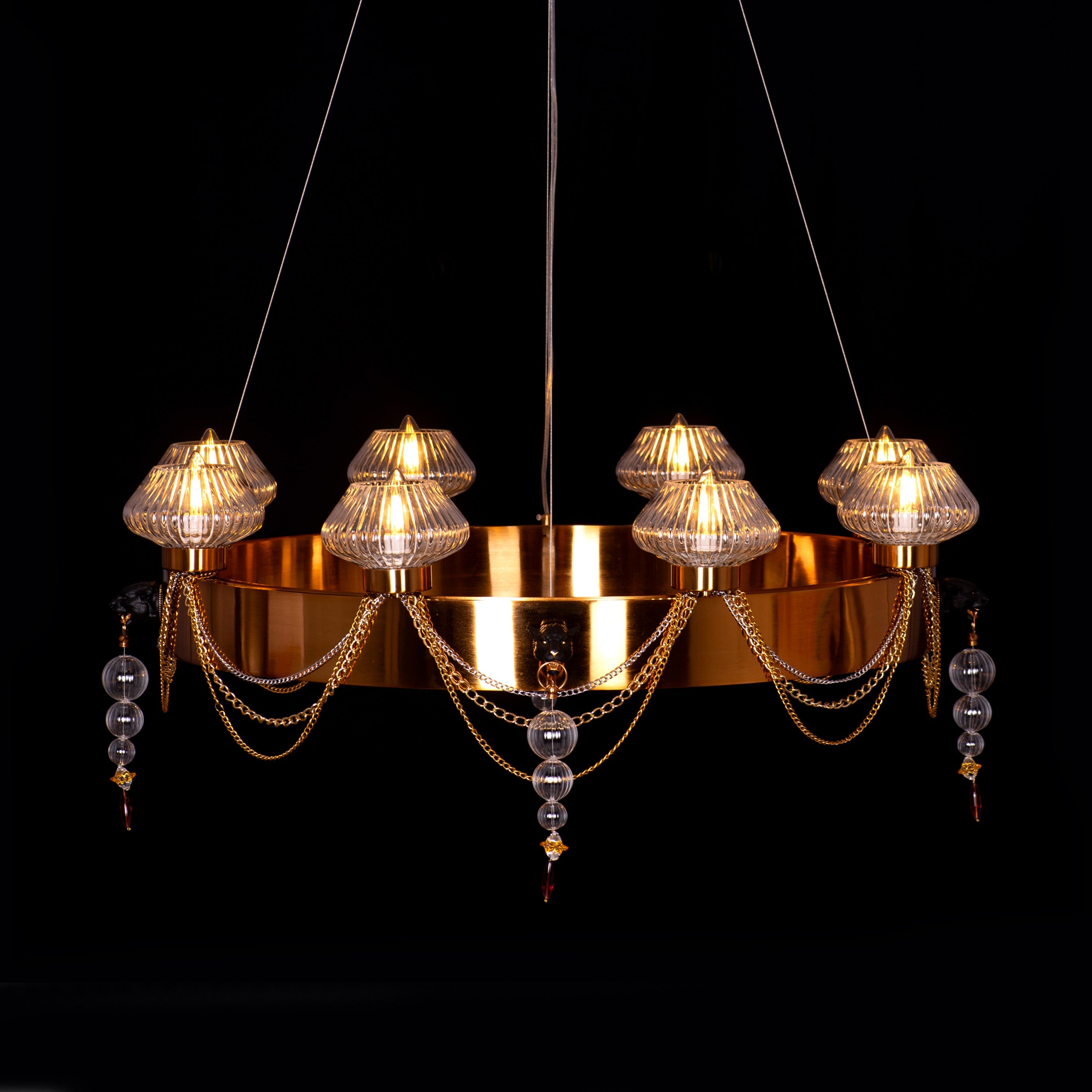 Heart Is Beating (Large, Gold) Clear Glass Chandelier