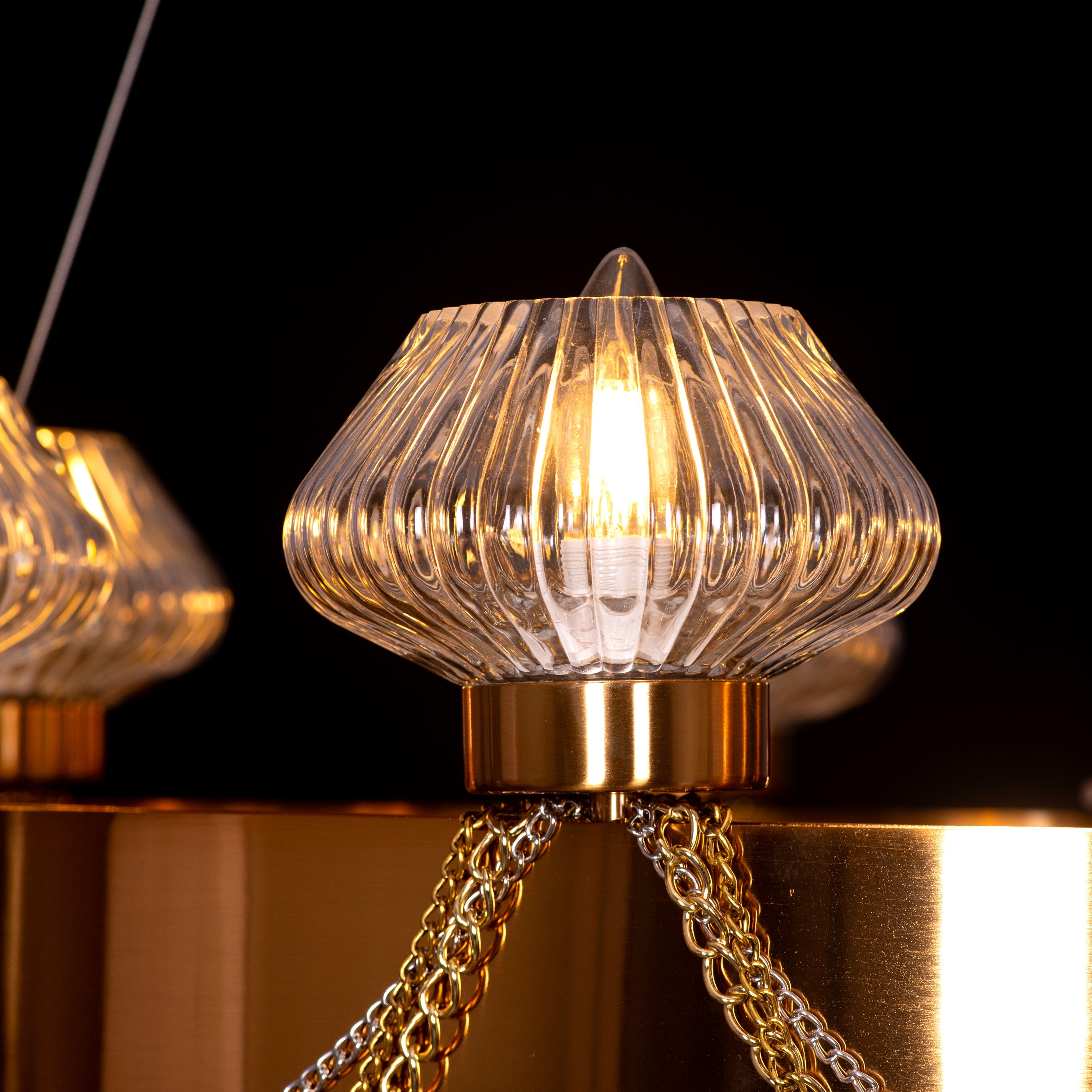 Heart Is Beating (Large, Gold) Clear Glass Chandelier