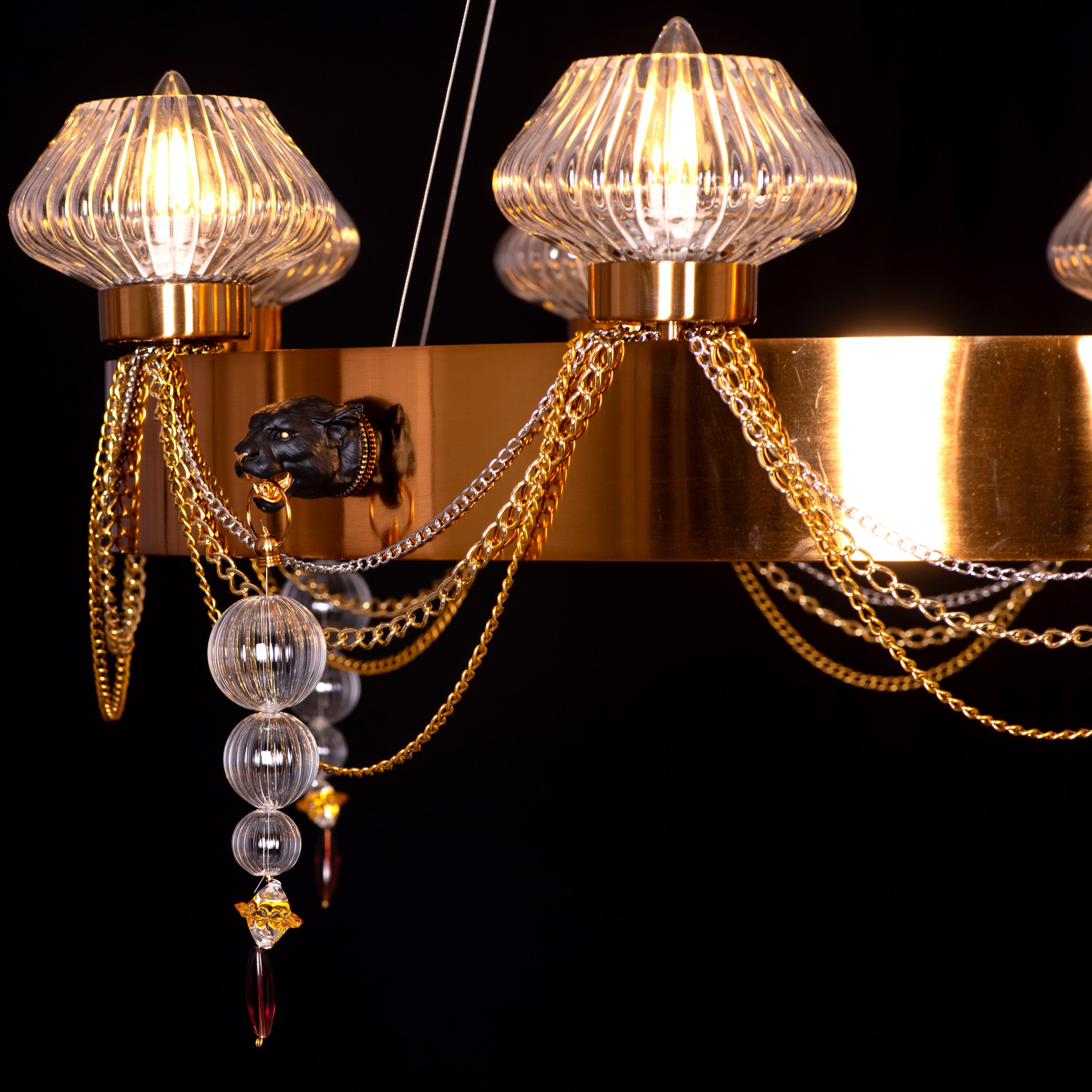 Heart Is Beating (Large, Gold) Clear Glass Chandelier