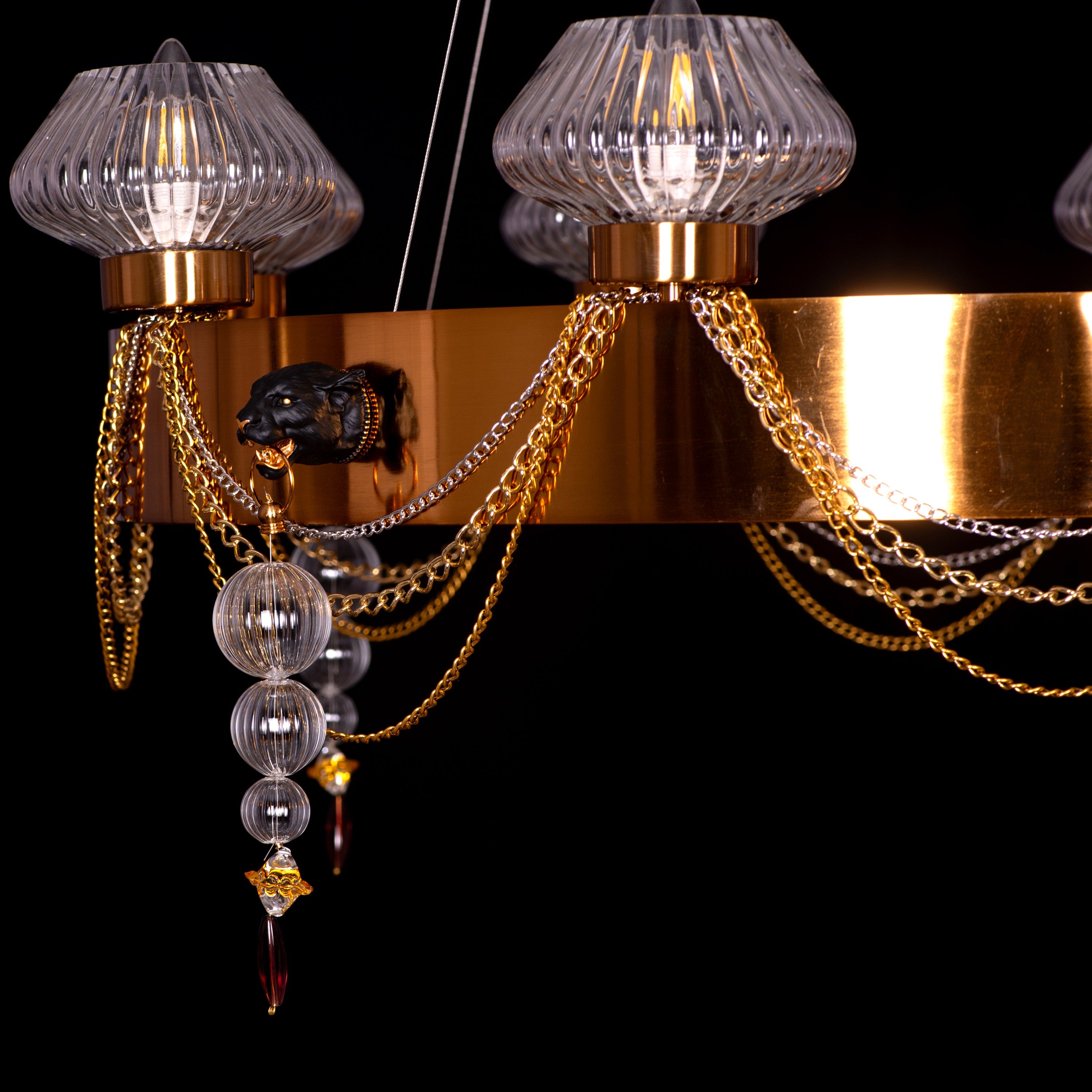 Heart Is Beating (Large, Gold) Clear Glass Chandelier