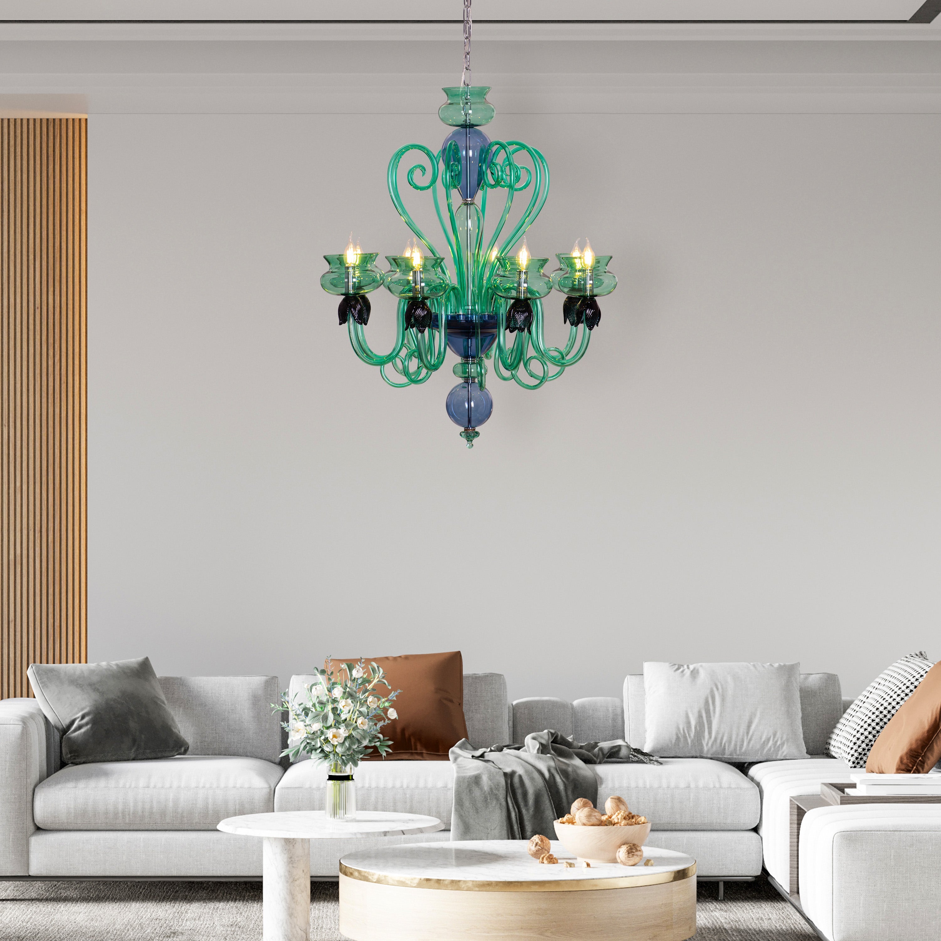 Kind To The Mind (Large, Green, Blue) Clear Glass Chandelier