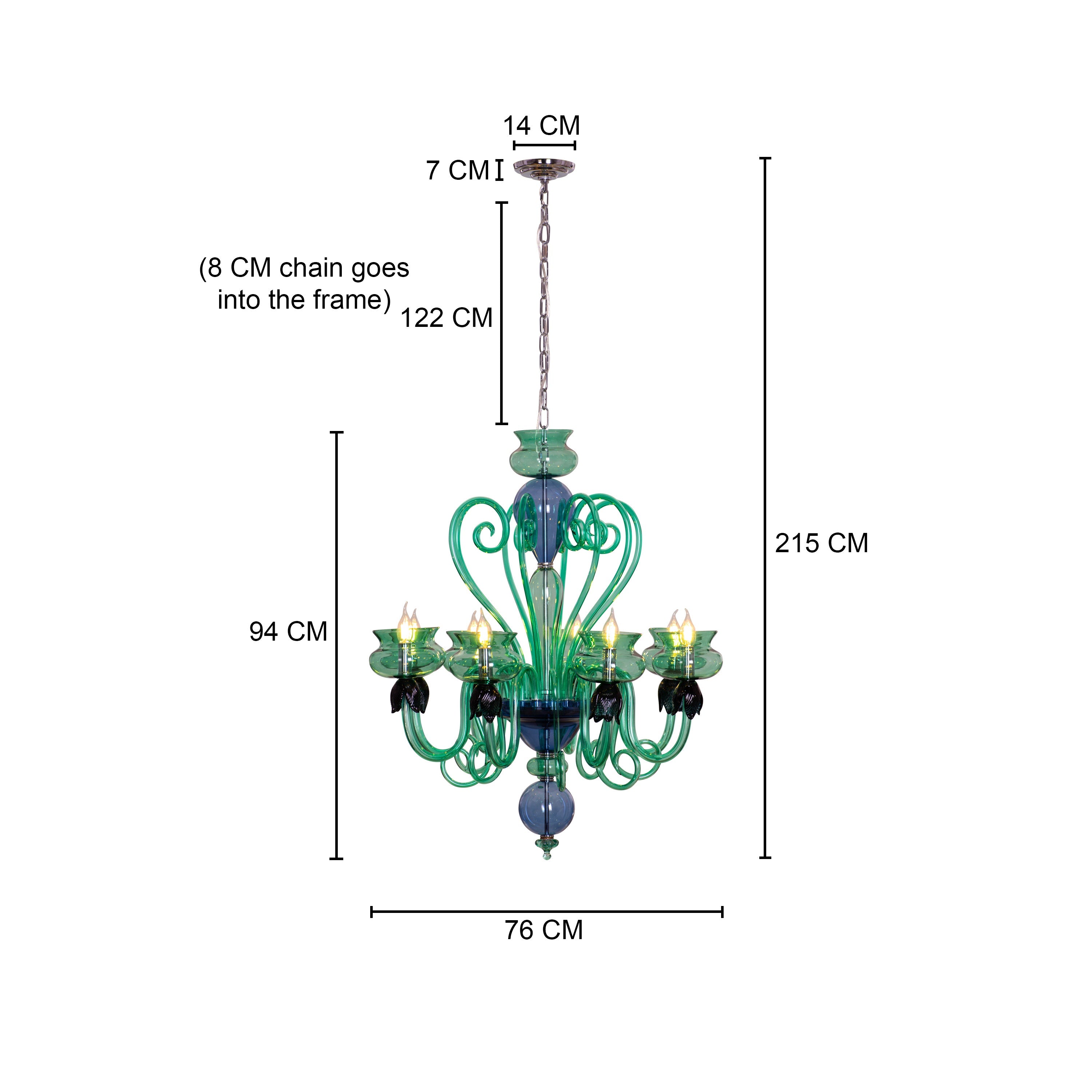 Kind To The Mind (Large, Green, Blue) Clear Glass Chandelier