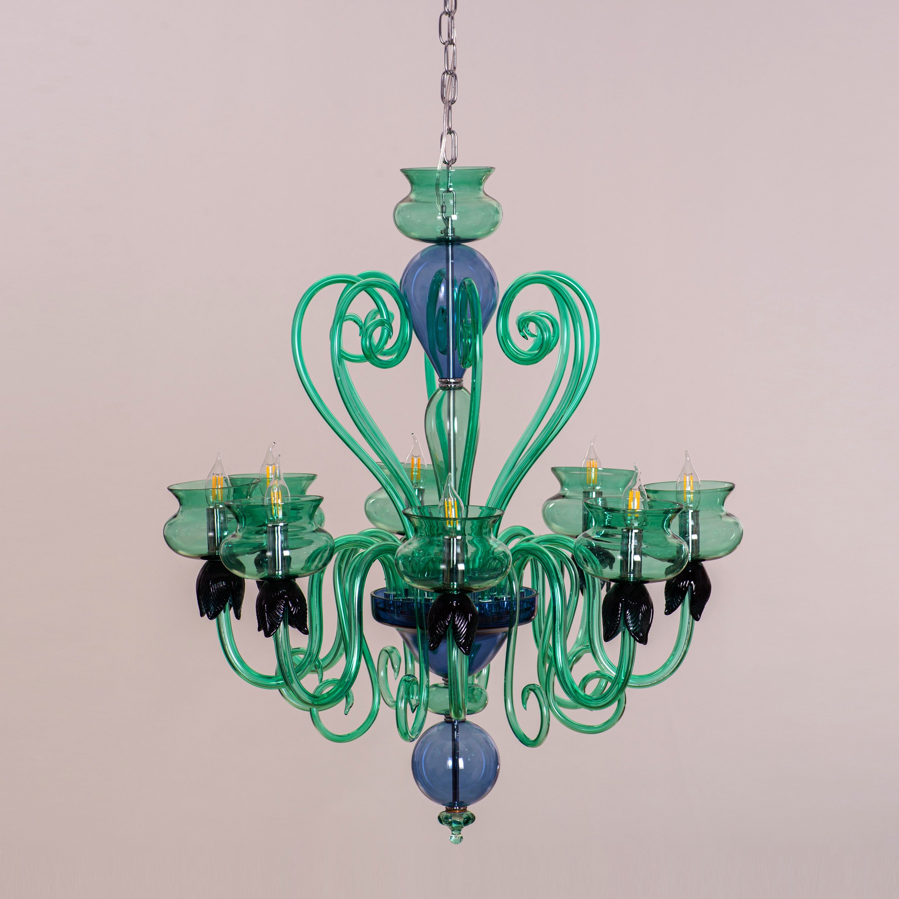 Kind To The Mind (Large, Green, Blue) Clear Glass Chandelier