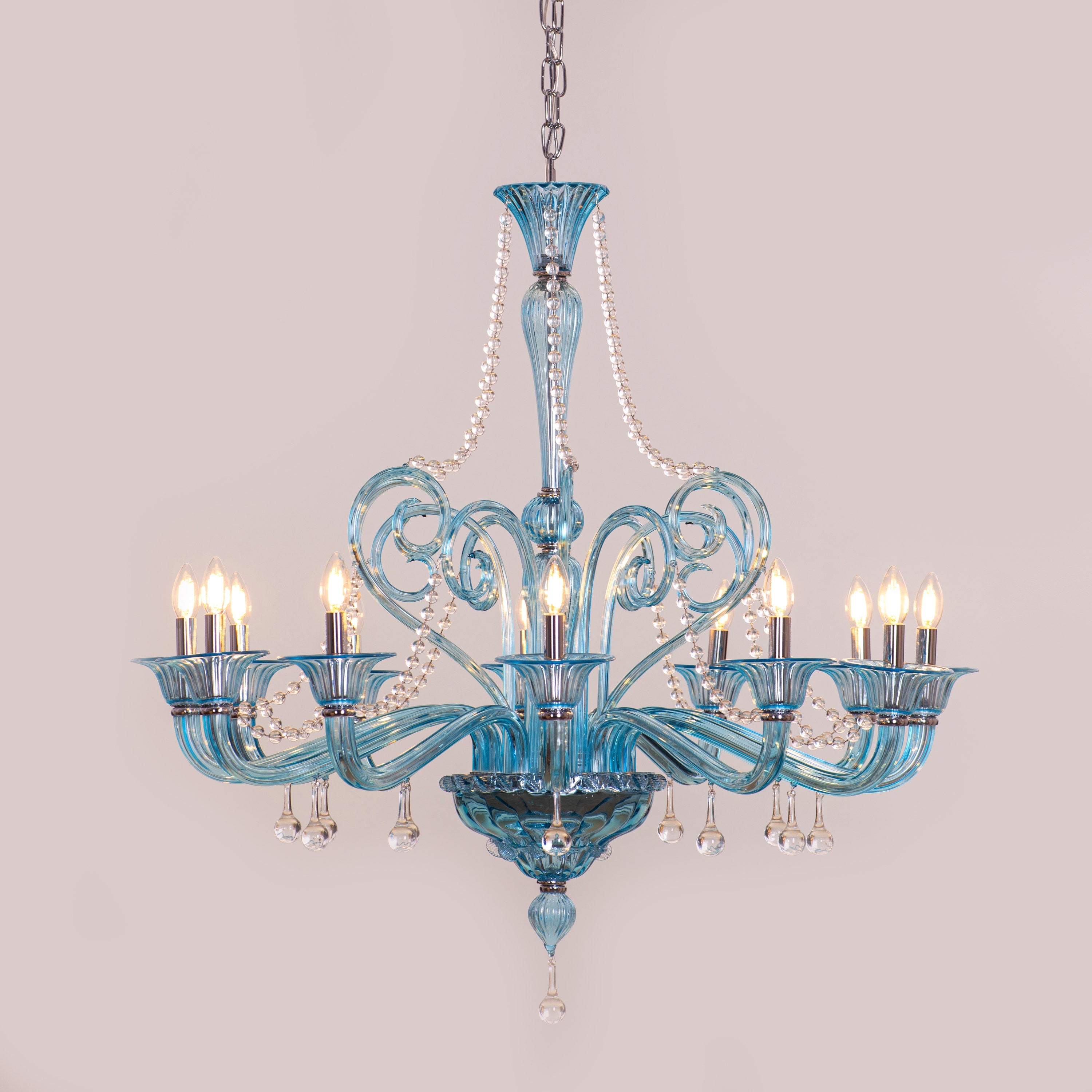 Grecian Glamour (Large, Blue) Textured Glass Chandelier