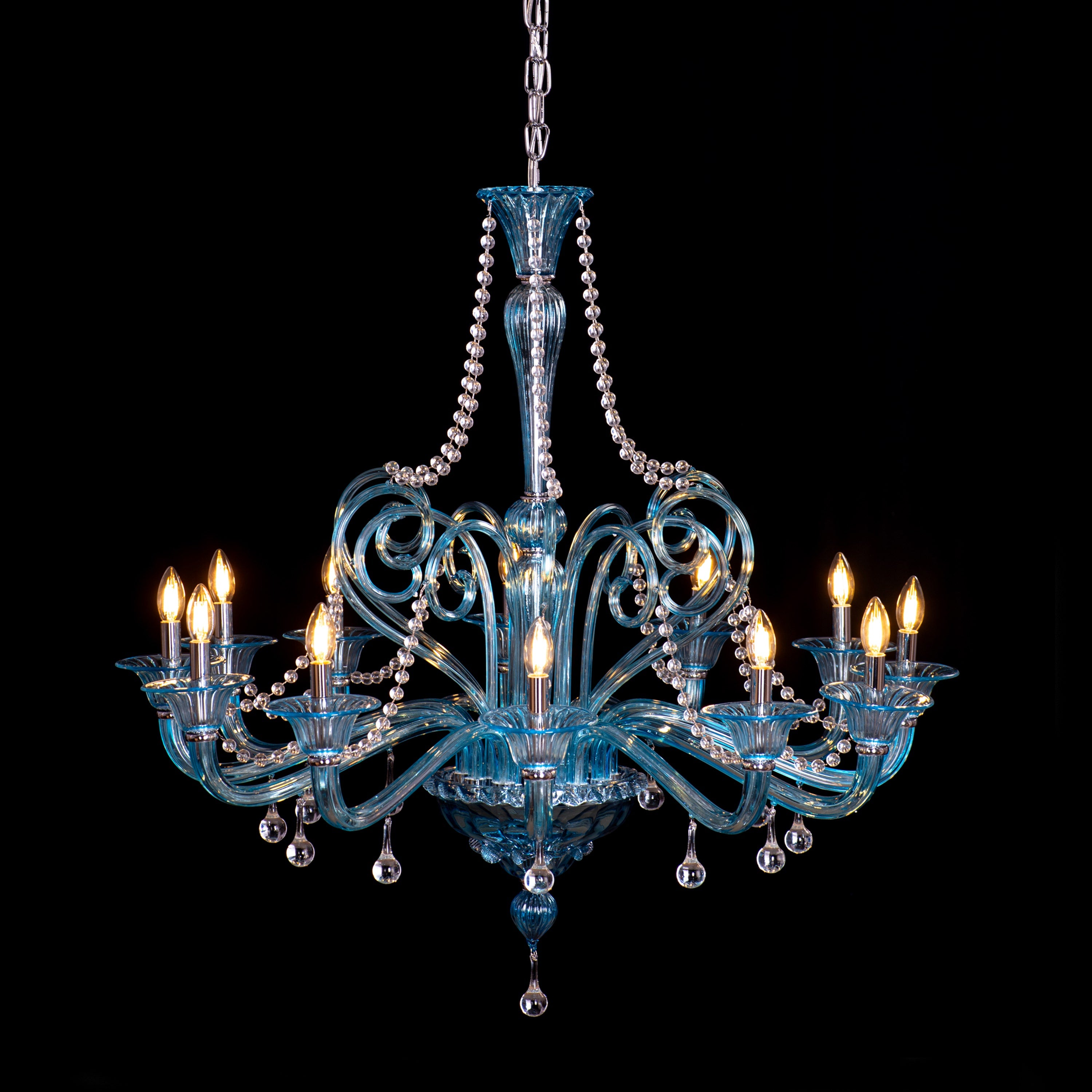 Grecian Glamour (Large, Blue) Textured Glass Chandelier