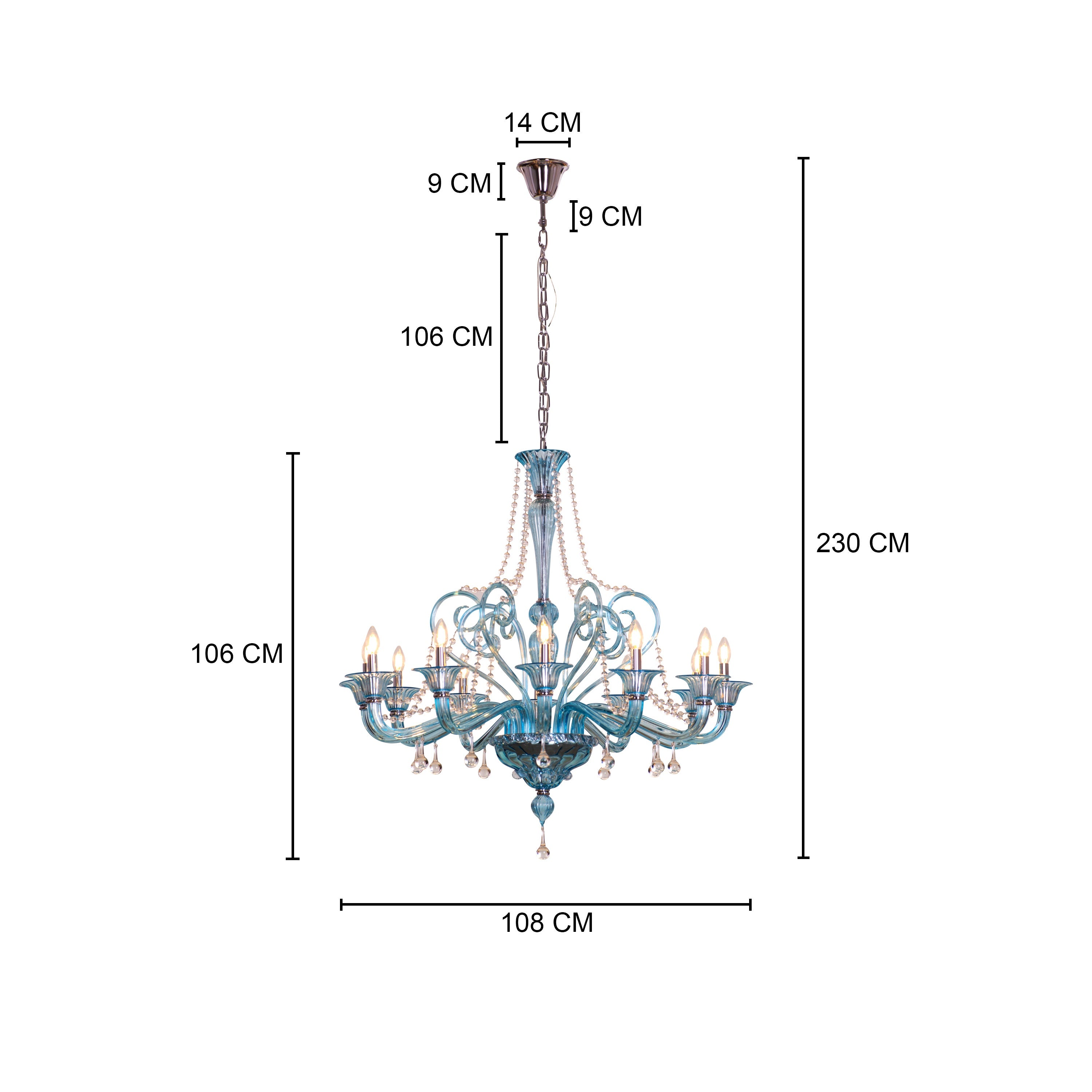 Grecian Glamour (Large, Blue) Textured Glass Chandelier