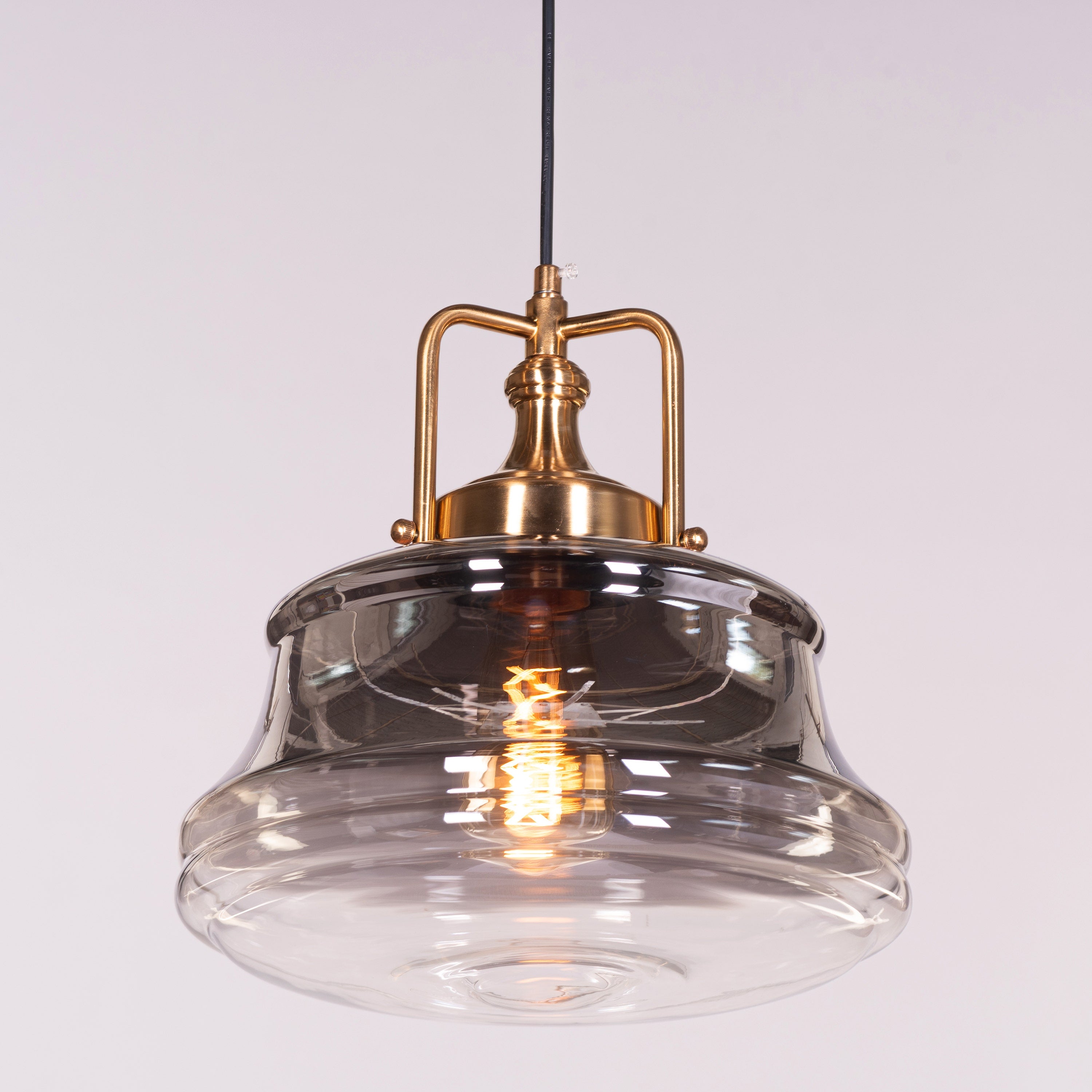 Eyes Closed (Gold, Smokey Grey) Clear Glass Pendant Light