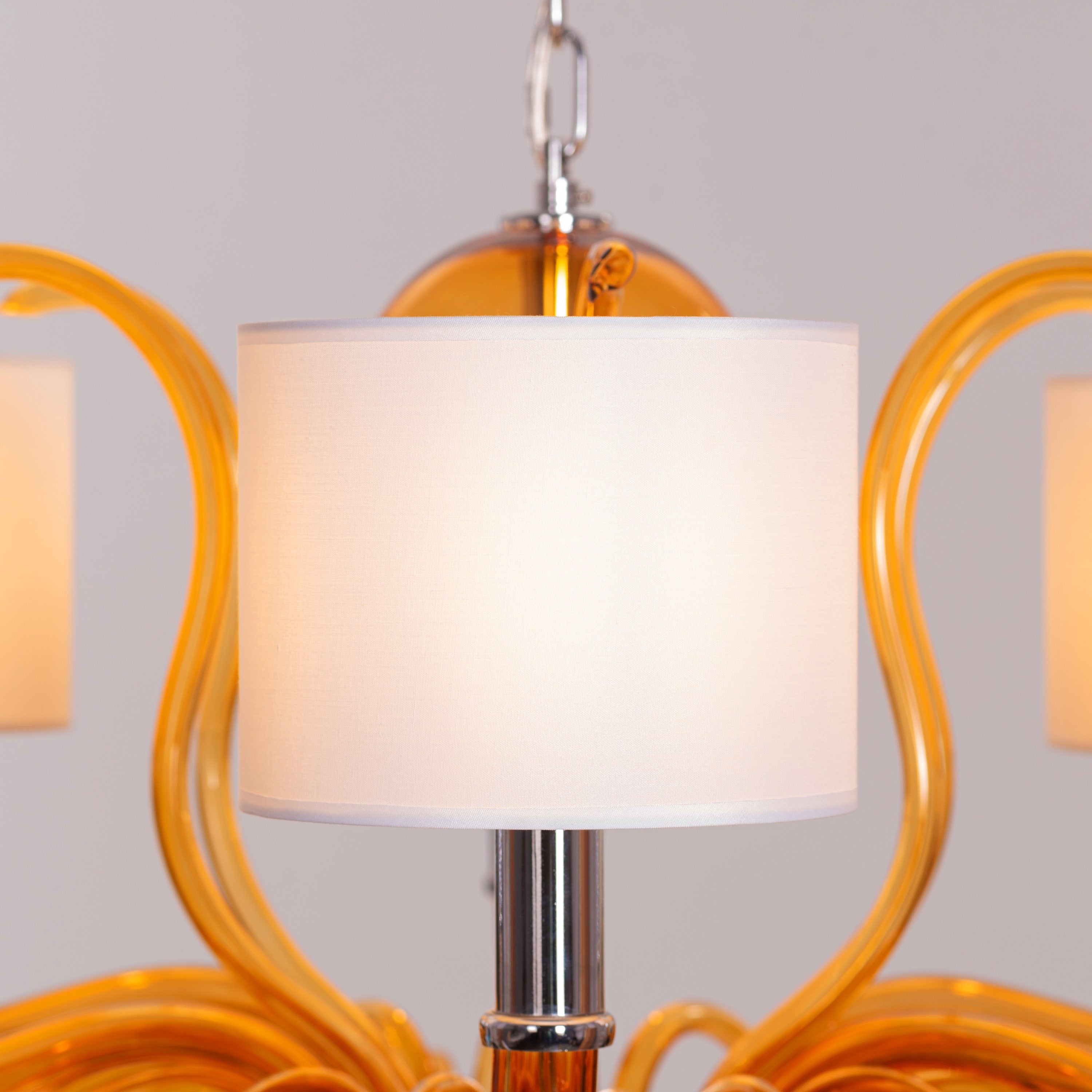 Mixed Emotions (Large, Chrome, Amber, White) Clear Glass Chandelier