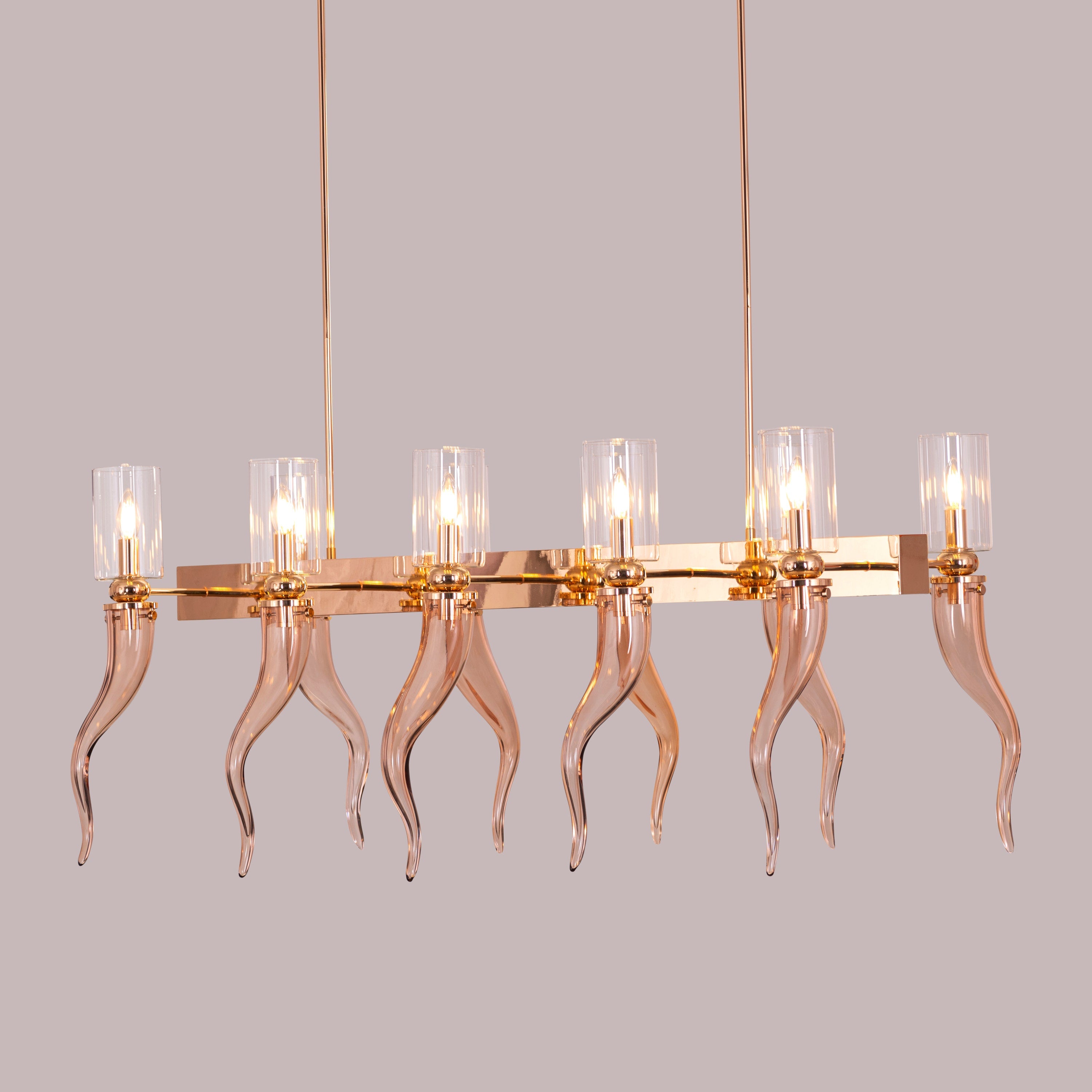 Watch For The Signal (Large, Gold) Clear Glass Chandelier