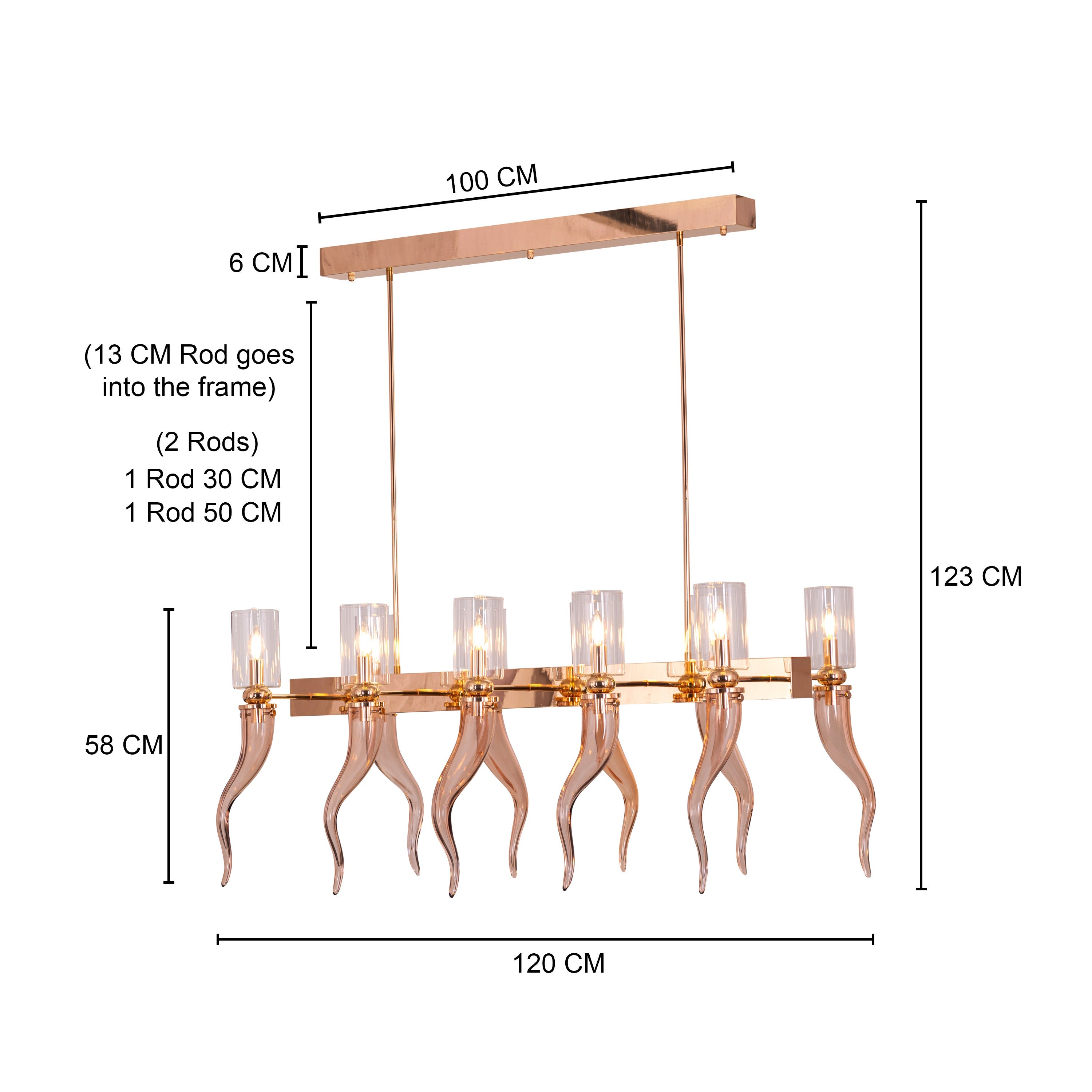 Watch For The Signal (Large, Gold) Clear Glass Chandelier