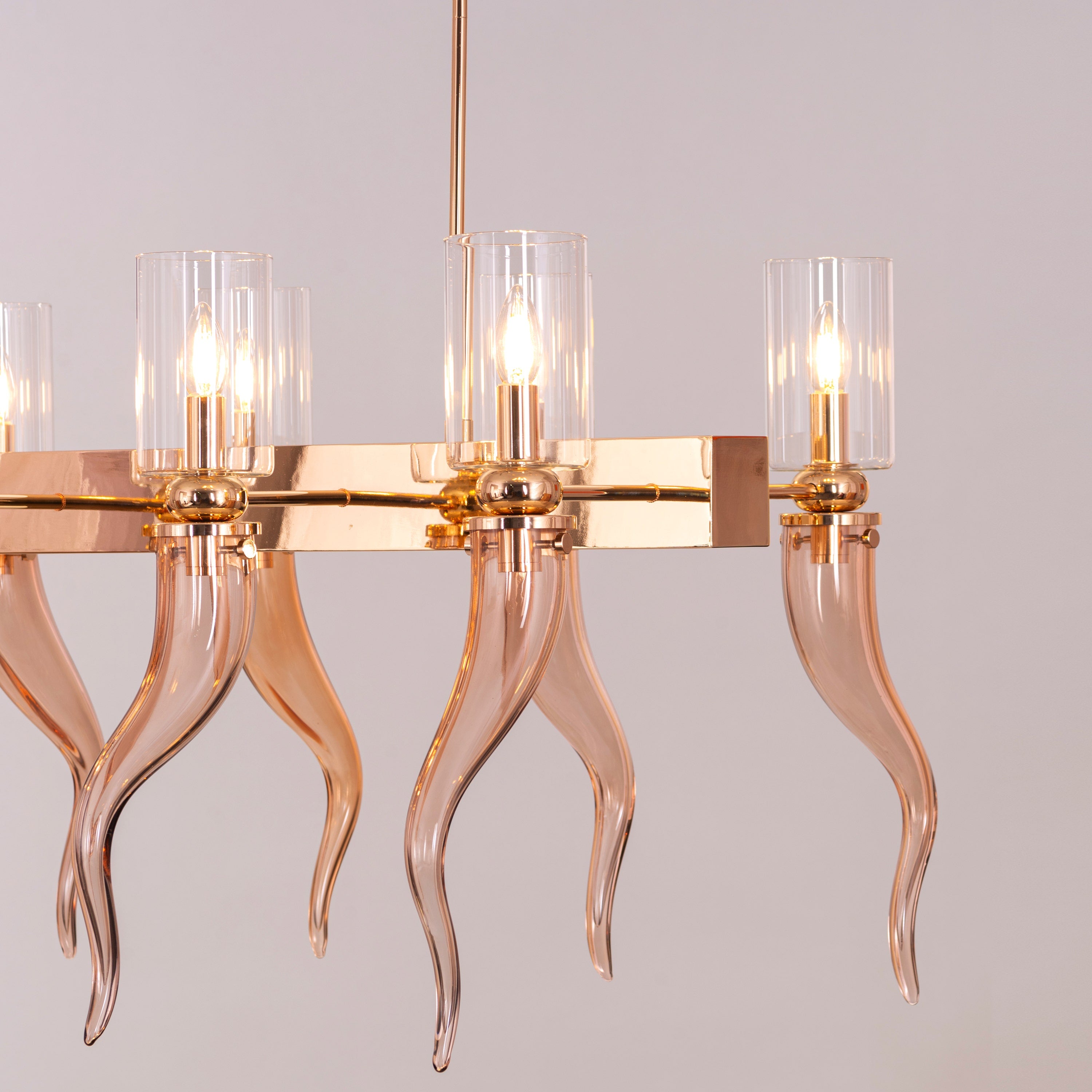 Watch For The Signal (Large, Gold) Clear Glass Chandelier