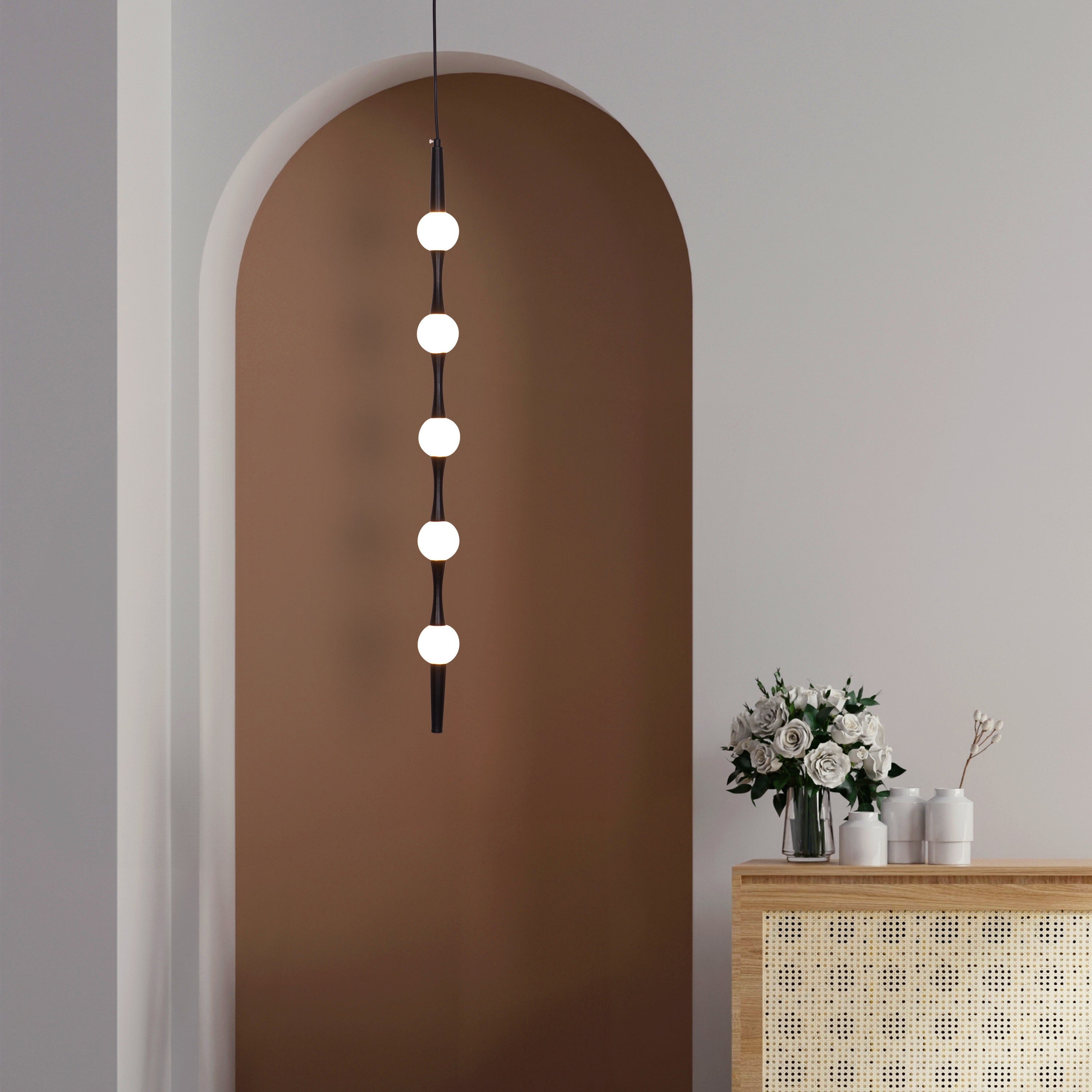 Dance of Disdain (Black, White) Dimmable LED with Remote Control Pendant Light