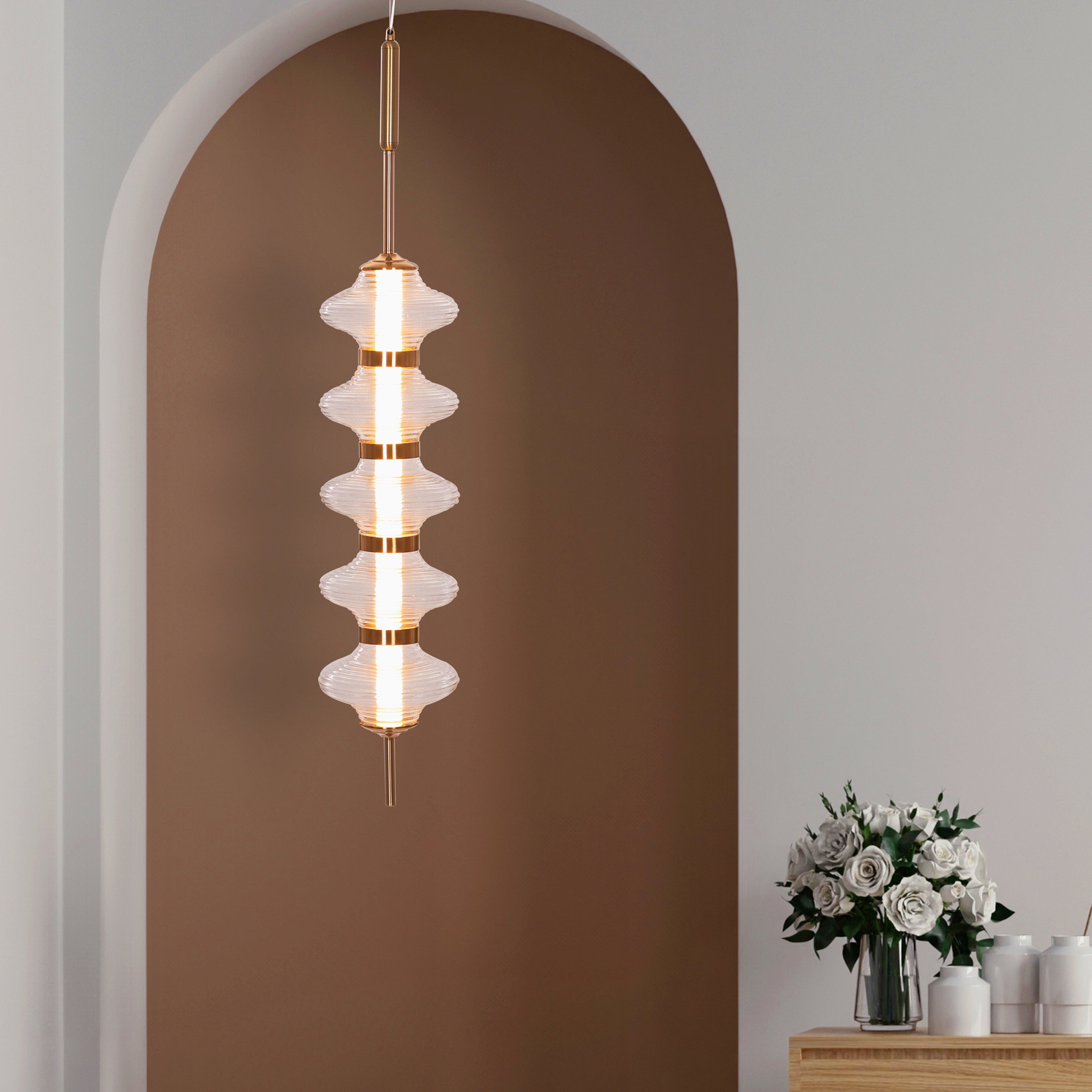 Love Poem (Gold) 3 Color Dimmable LED with Remote Control Textured Glass Pendant Light