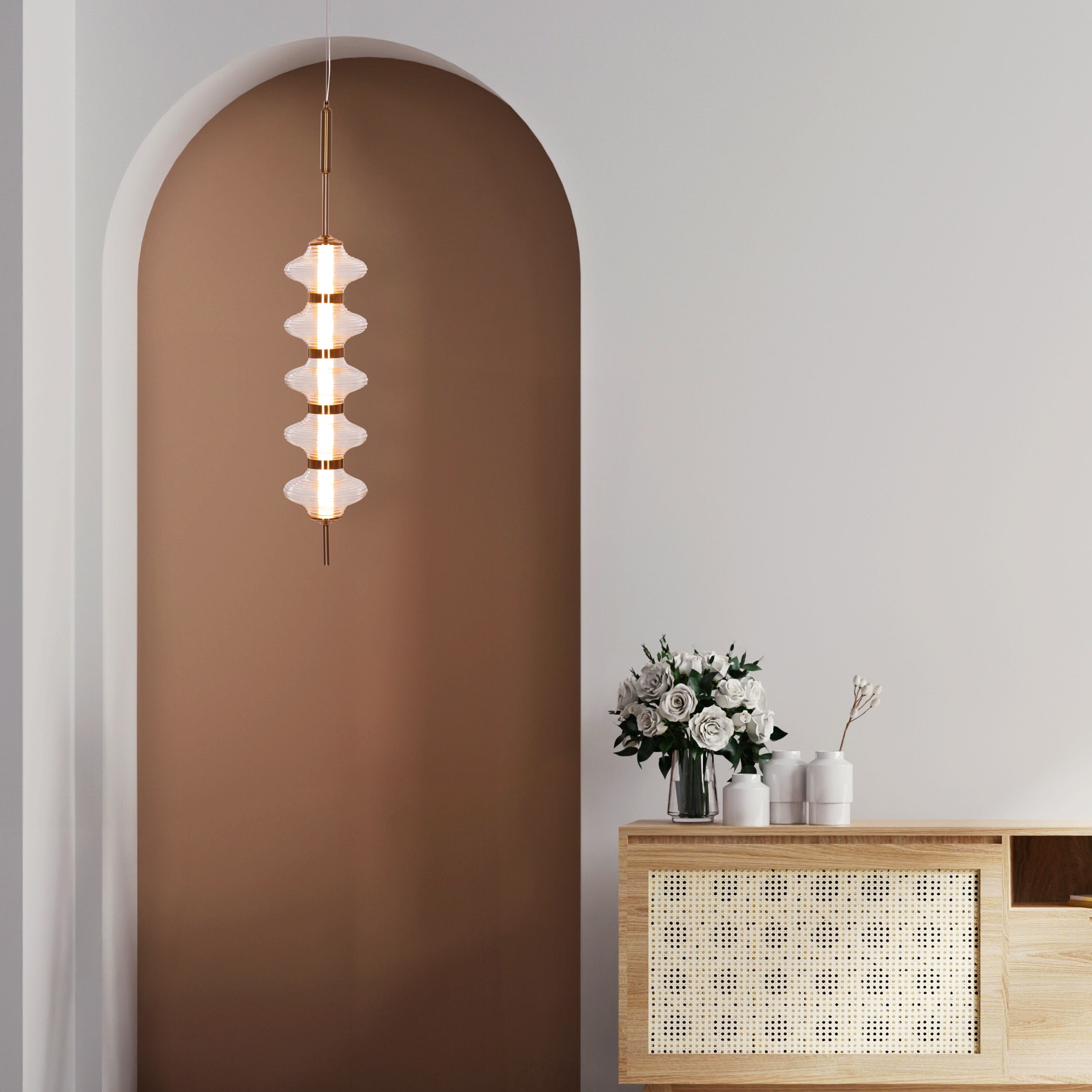 Love Poem (Gold) 3 Color Dimmable LED with Remote Control Textured Glass Pendant Light