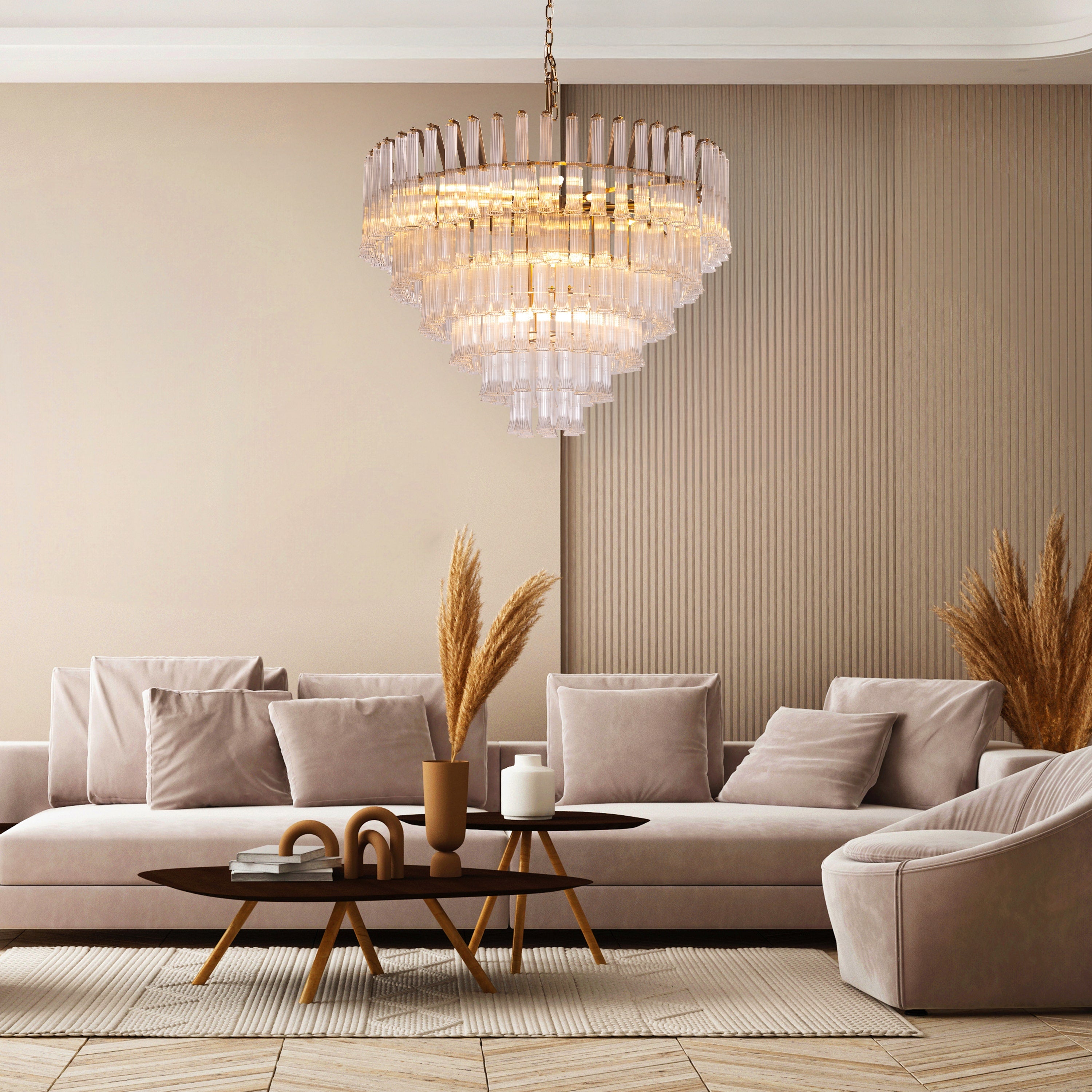 Lived It Twice (Gold) Clear Glass Chandelier