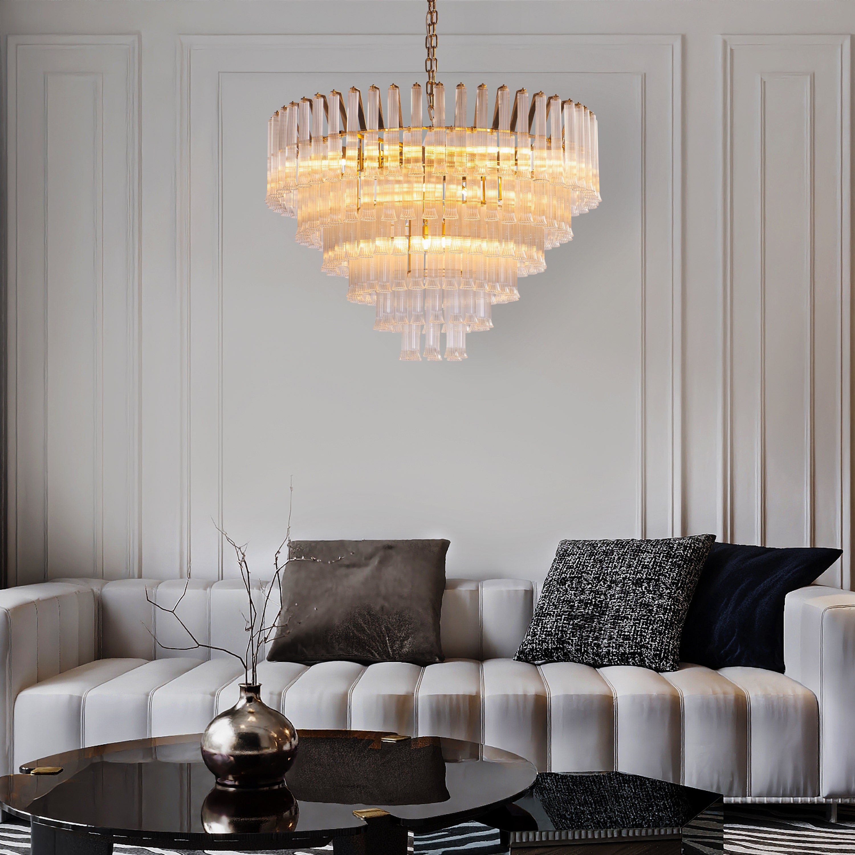 Lived It Twice (Gold) Clear Glass Chandelier