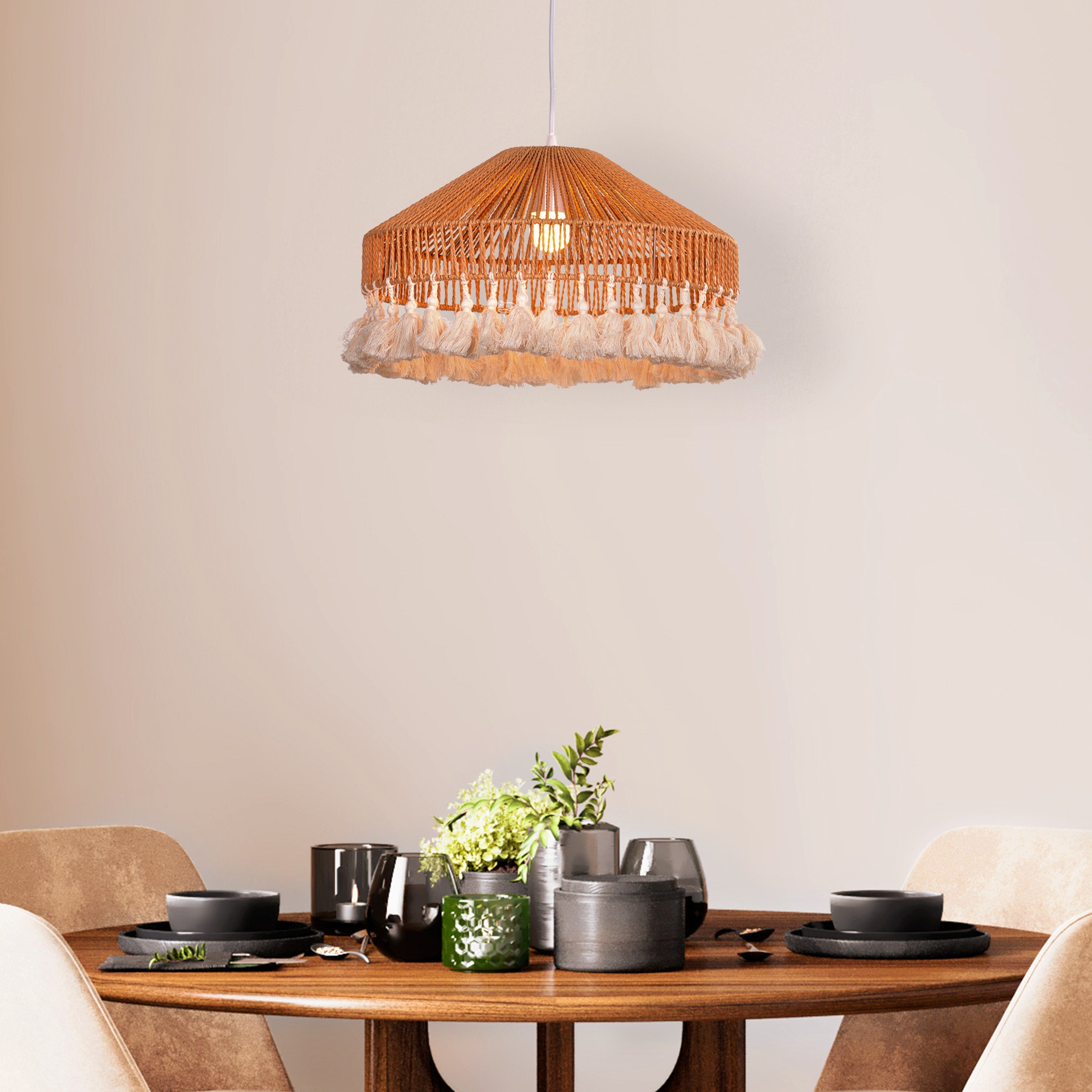 Boho Blaze (Brown) Rattan Pendant Light