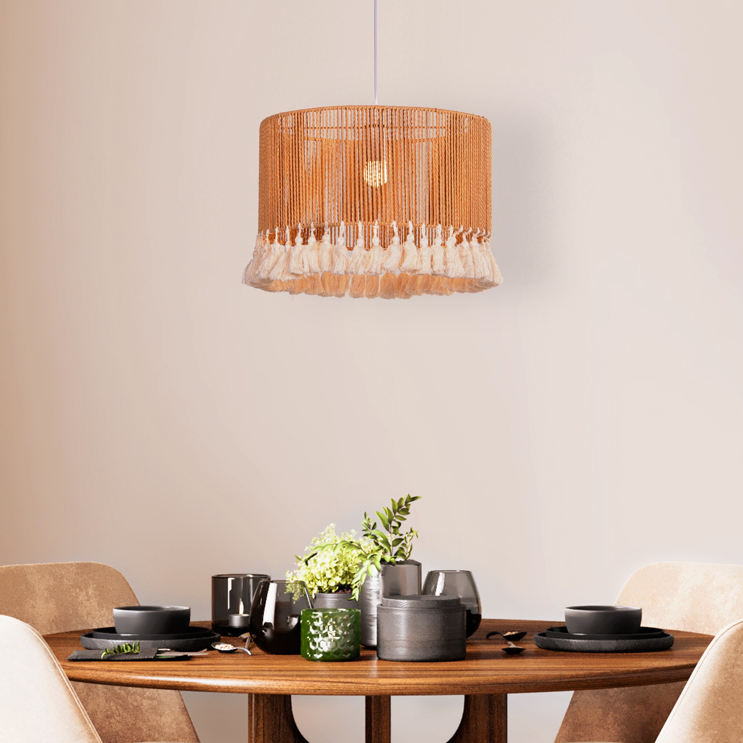 Boho Chic (Brown) Rattan Pendant Light