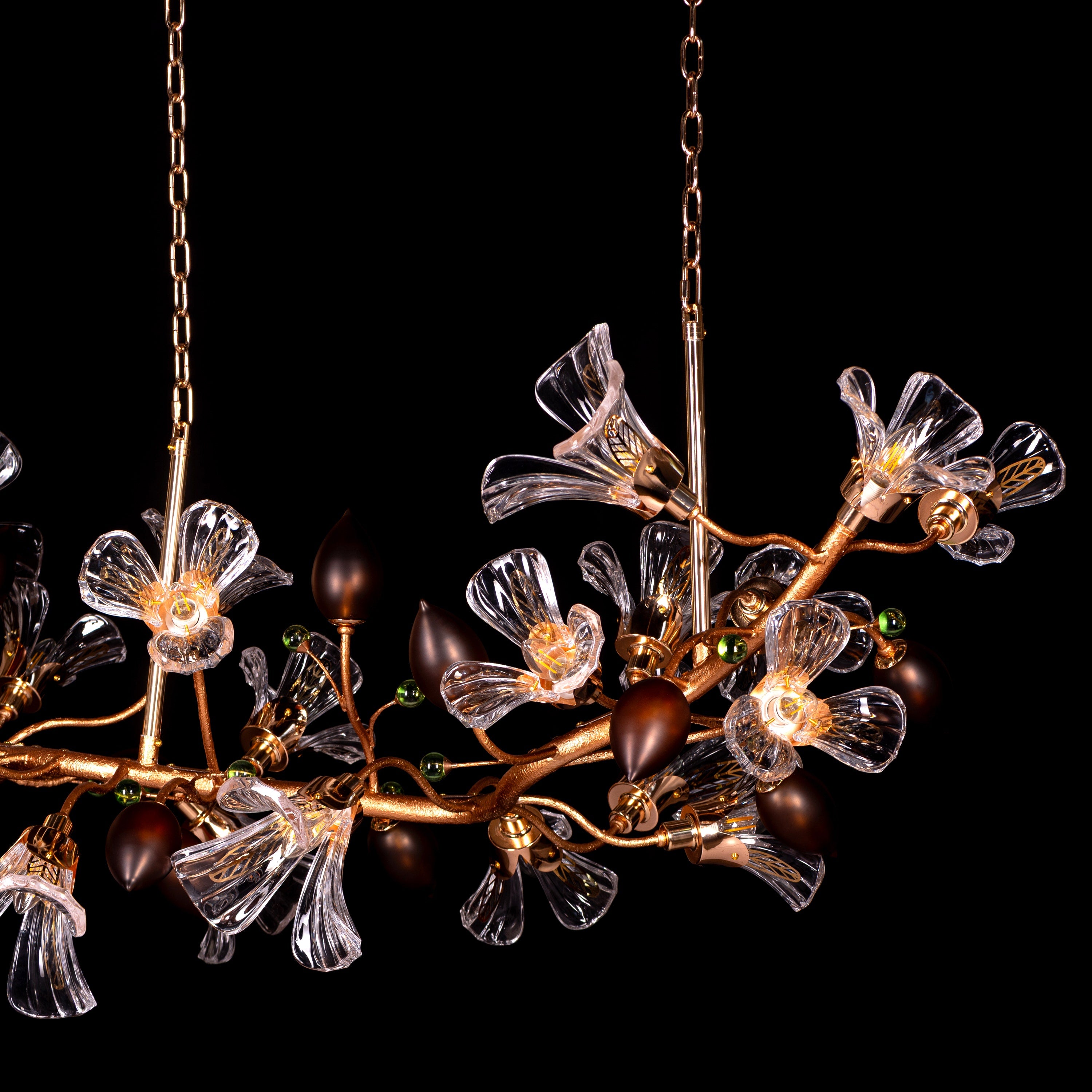 Harubana Splash (Large, Rose Gold, Clear & Amber) Textured Glass Chandelier