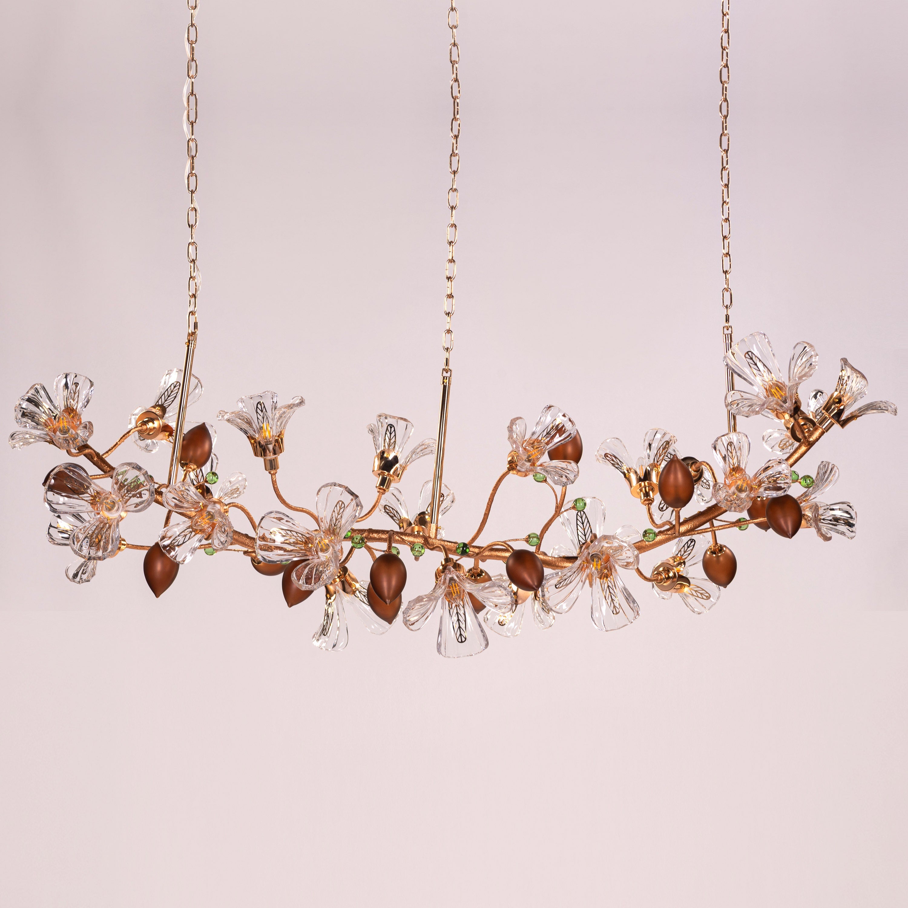Harubana Splash (Large, Rose Gold, Clear & Amber) Textured Glass Chandelier